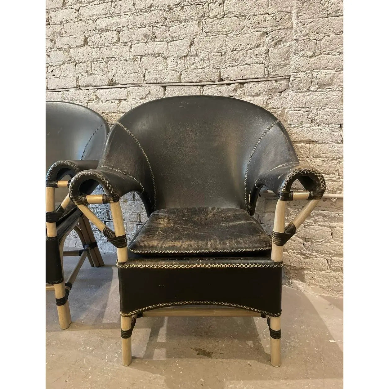 1970s Vintage Antonio Budji Layug Bamboo and Leather Chairs