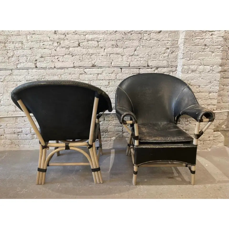 1970s Vintage Antonio Budji Layug Bamboo and Leather Chairs