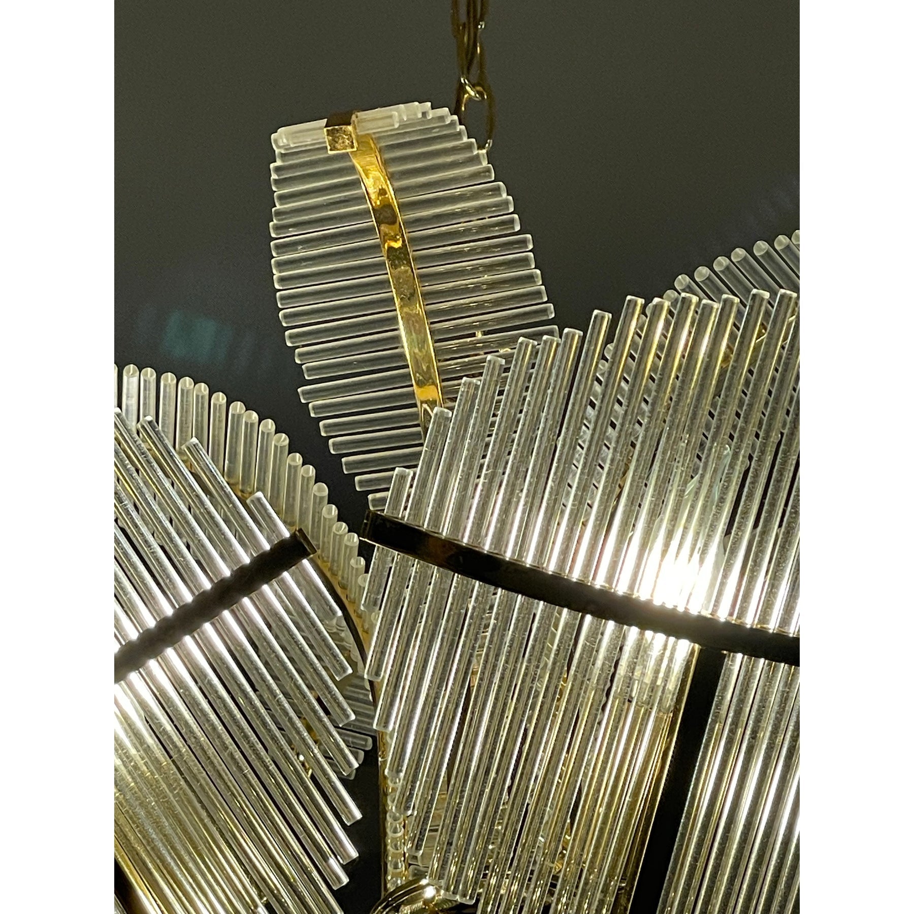 1970's Vintage Art Deco Italian Venini Palm Chandelier Glass Rods