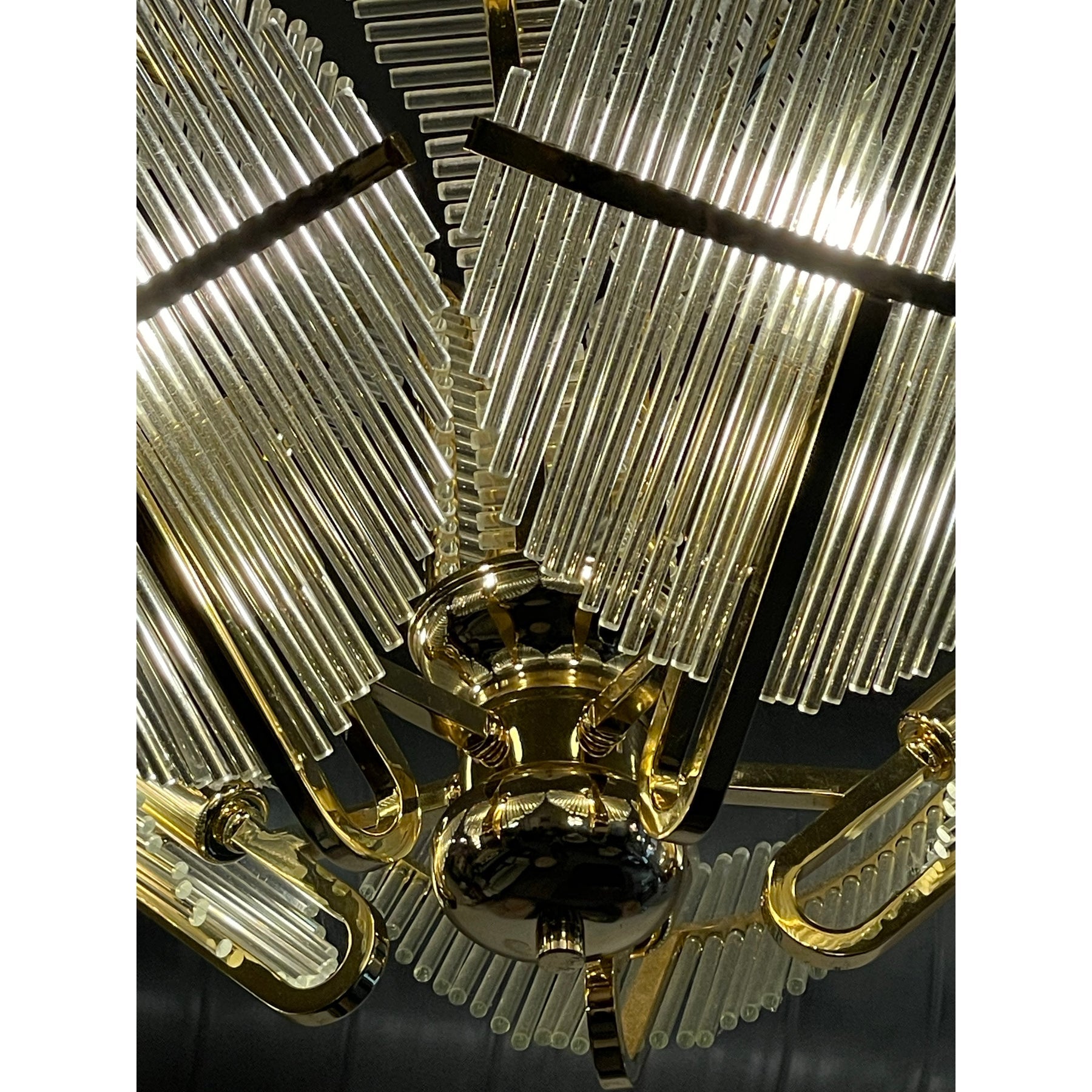1970's Vintage Art Deco Italian Venini Palm Chandelier Glass Rods