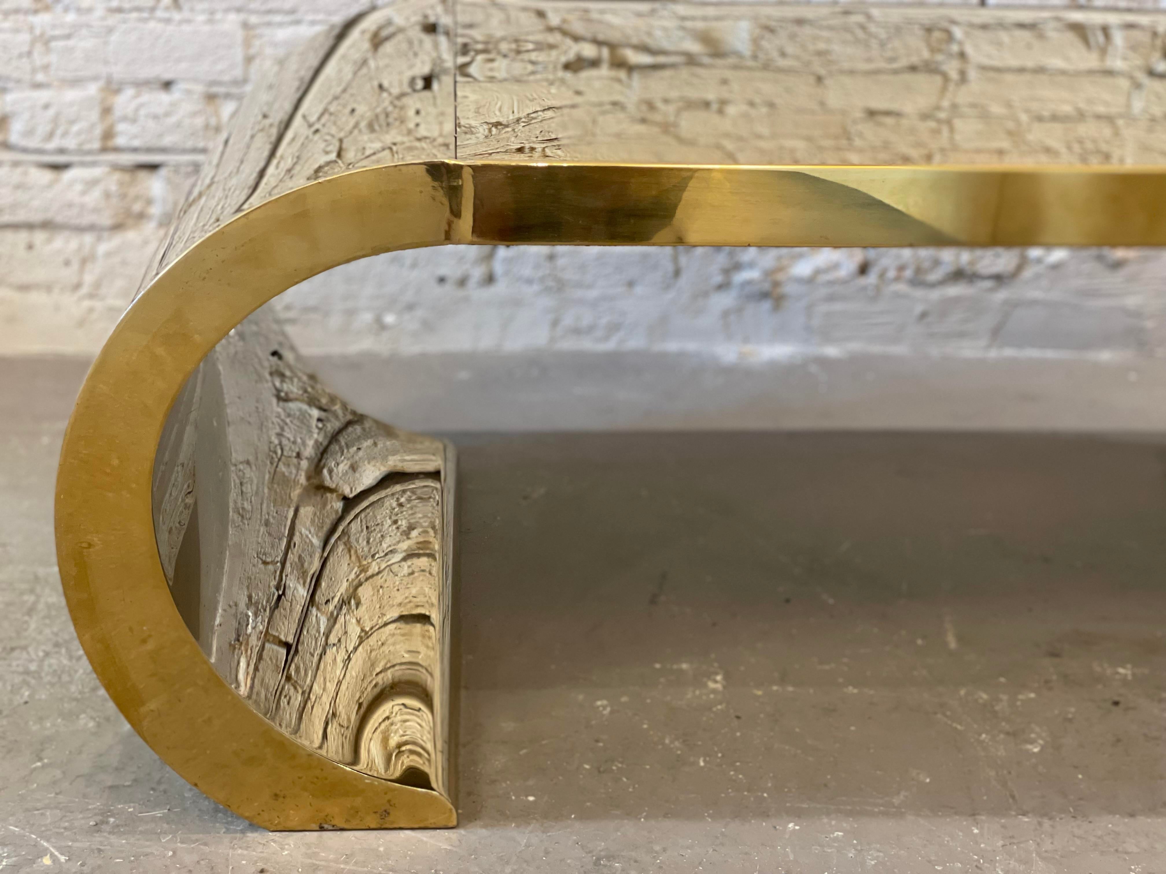 1970s Vintage Brass Waterfall Coffee Table