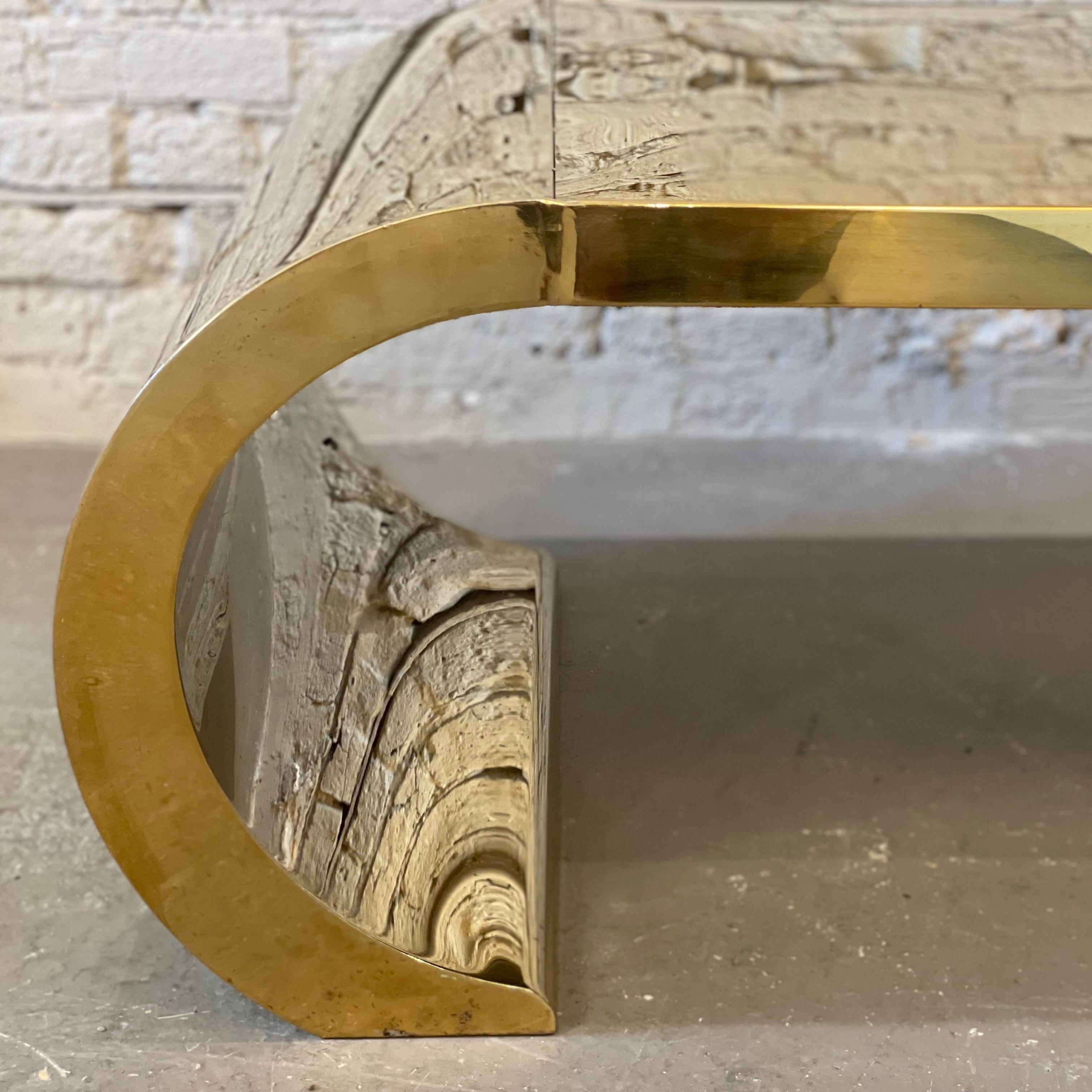 1970s Vintage Brass Waterfall Coffee Table