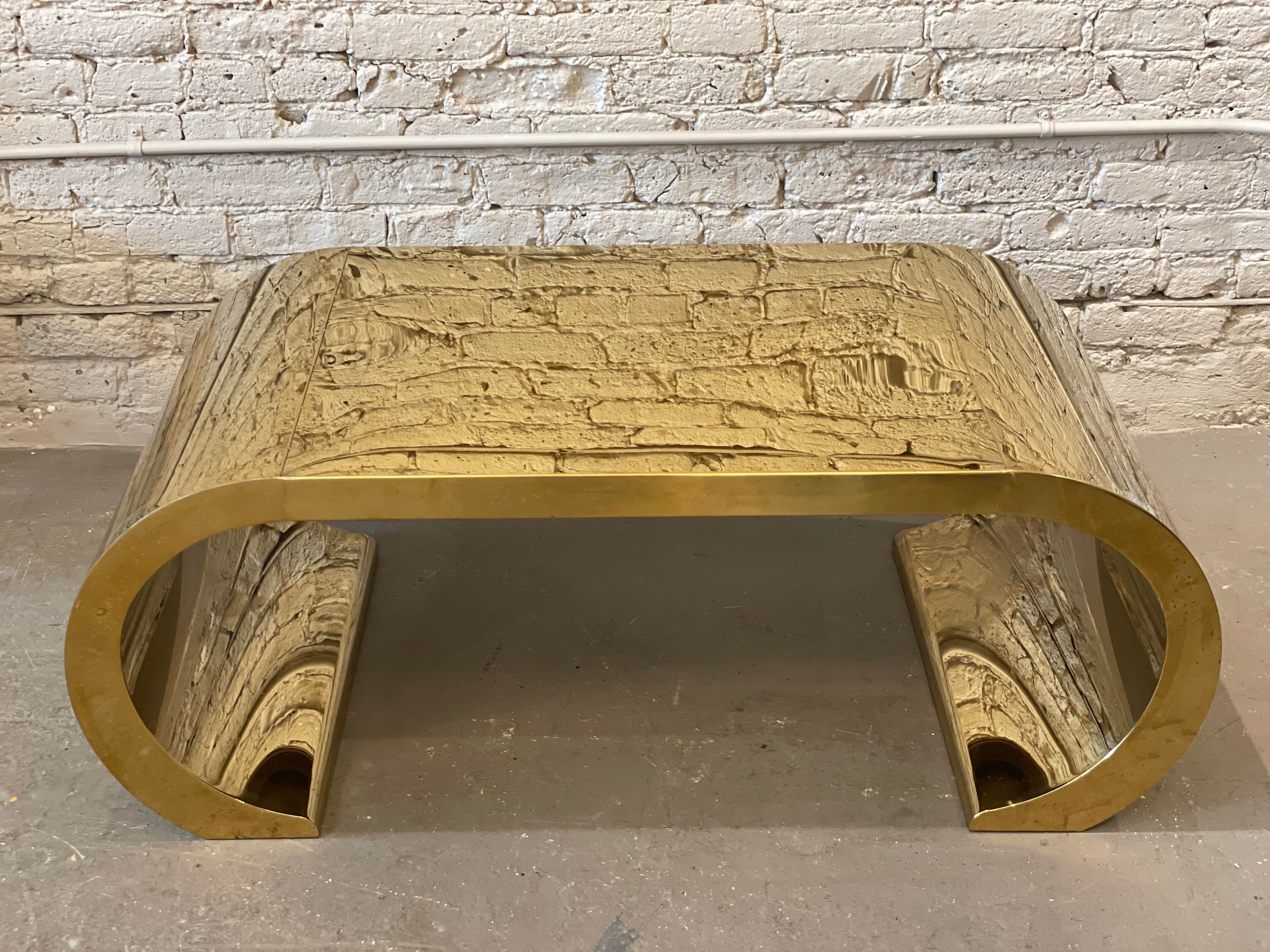 1970s Vintage Brass Waterfall Coffee Table