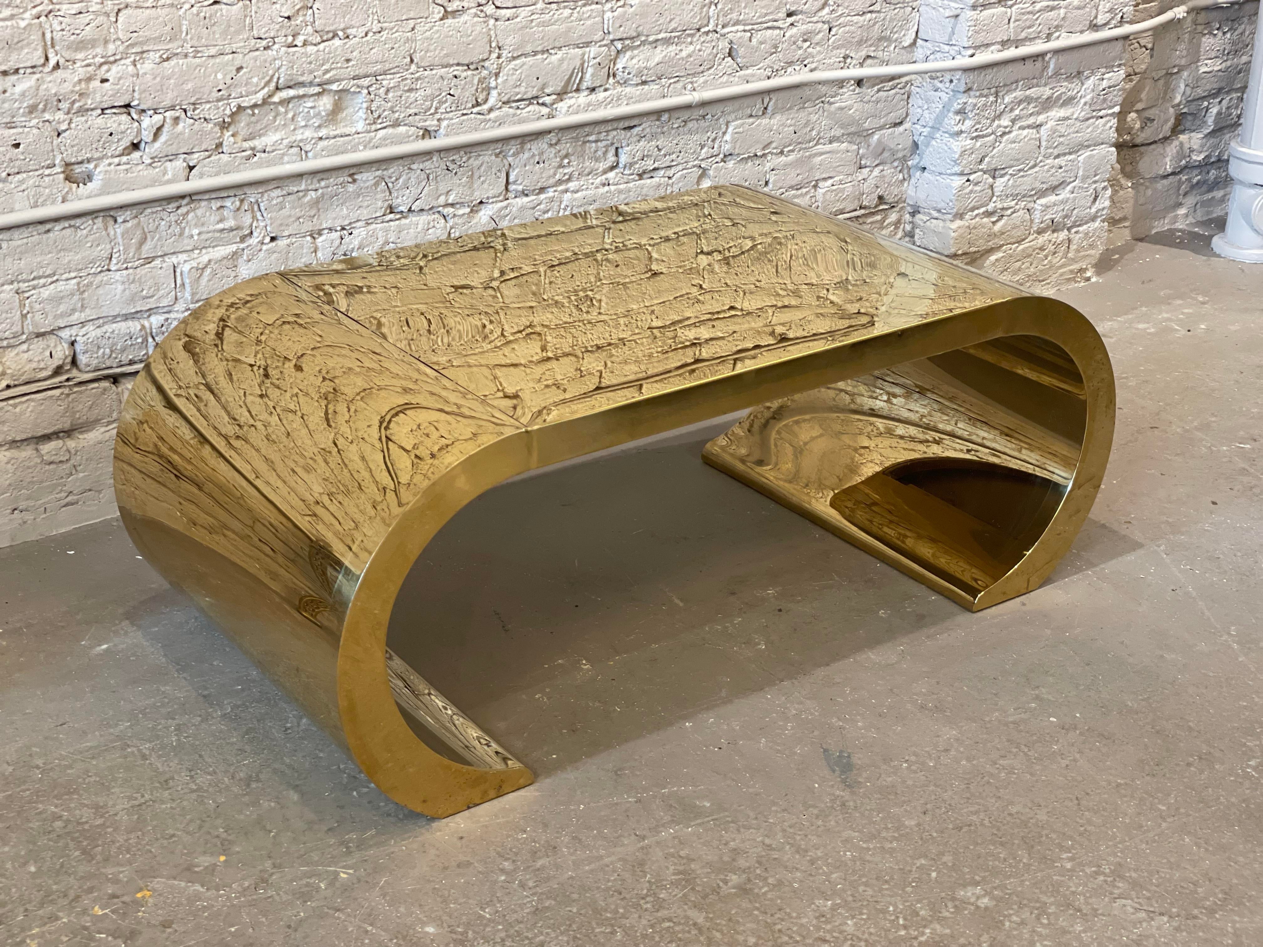 1970s Vintage Brass Waterfall Coffee Table