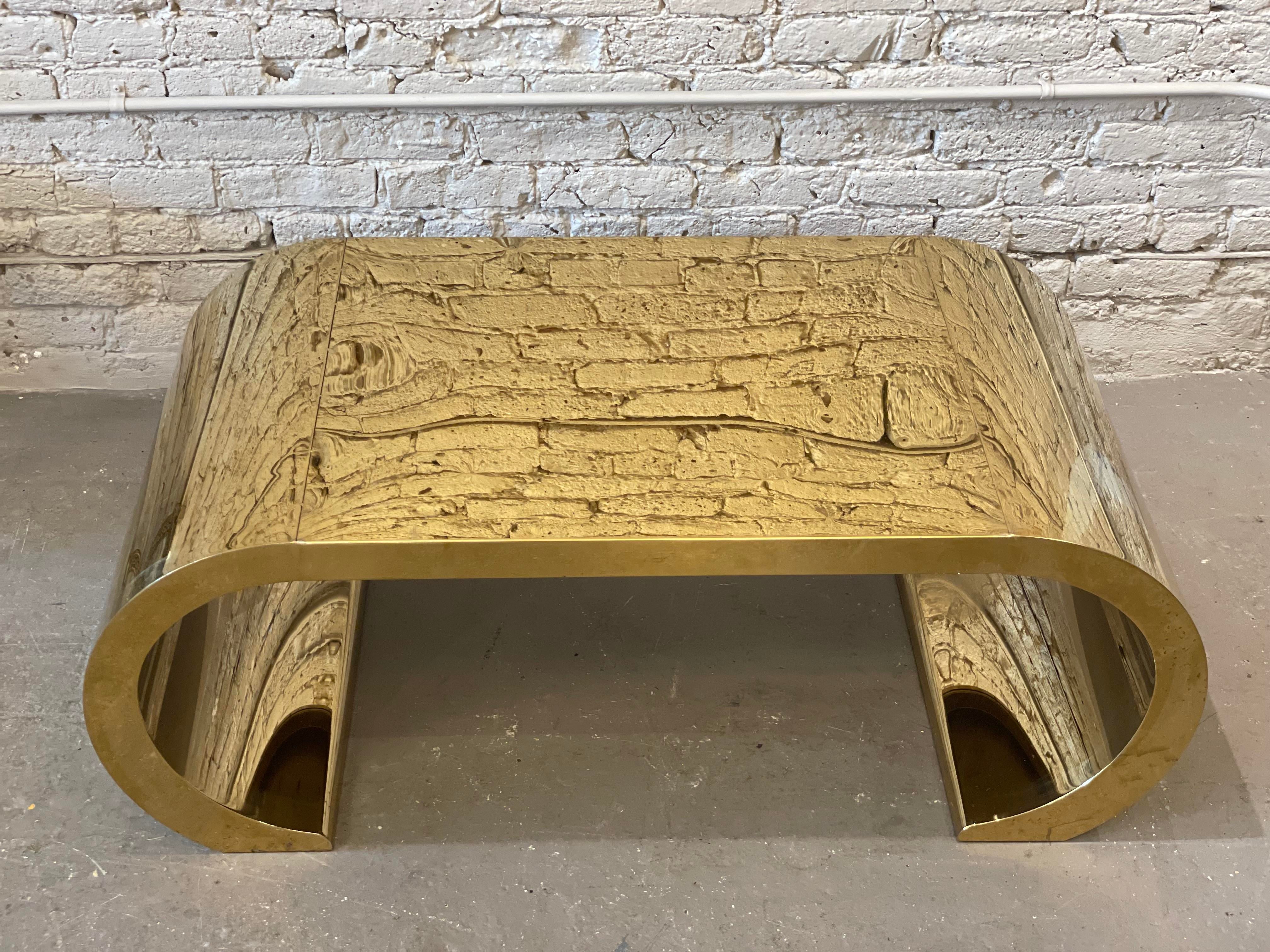1970s Vintage Brass Waterfall Coffee Table