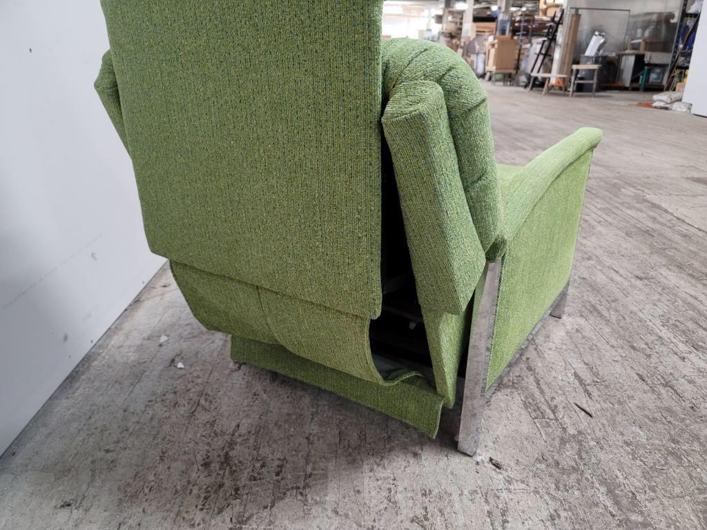 1970s Vintage Chrome BarcaLounger Green Recliner