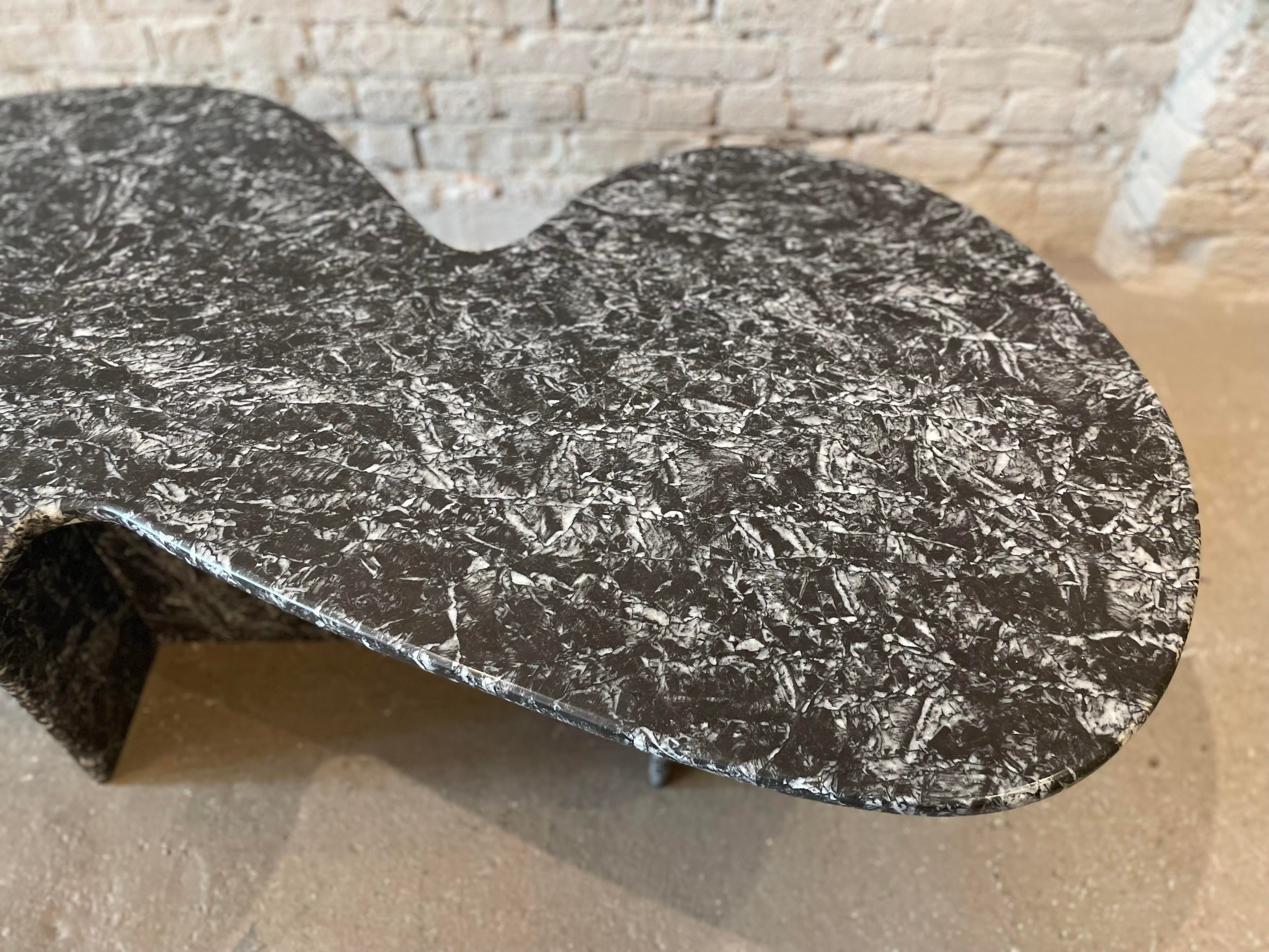 1970s Vintage Custom Made Black and White Marble Coffee Table Nero Marquina