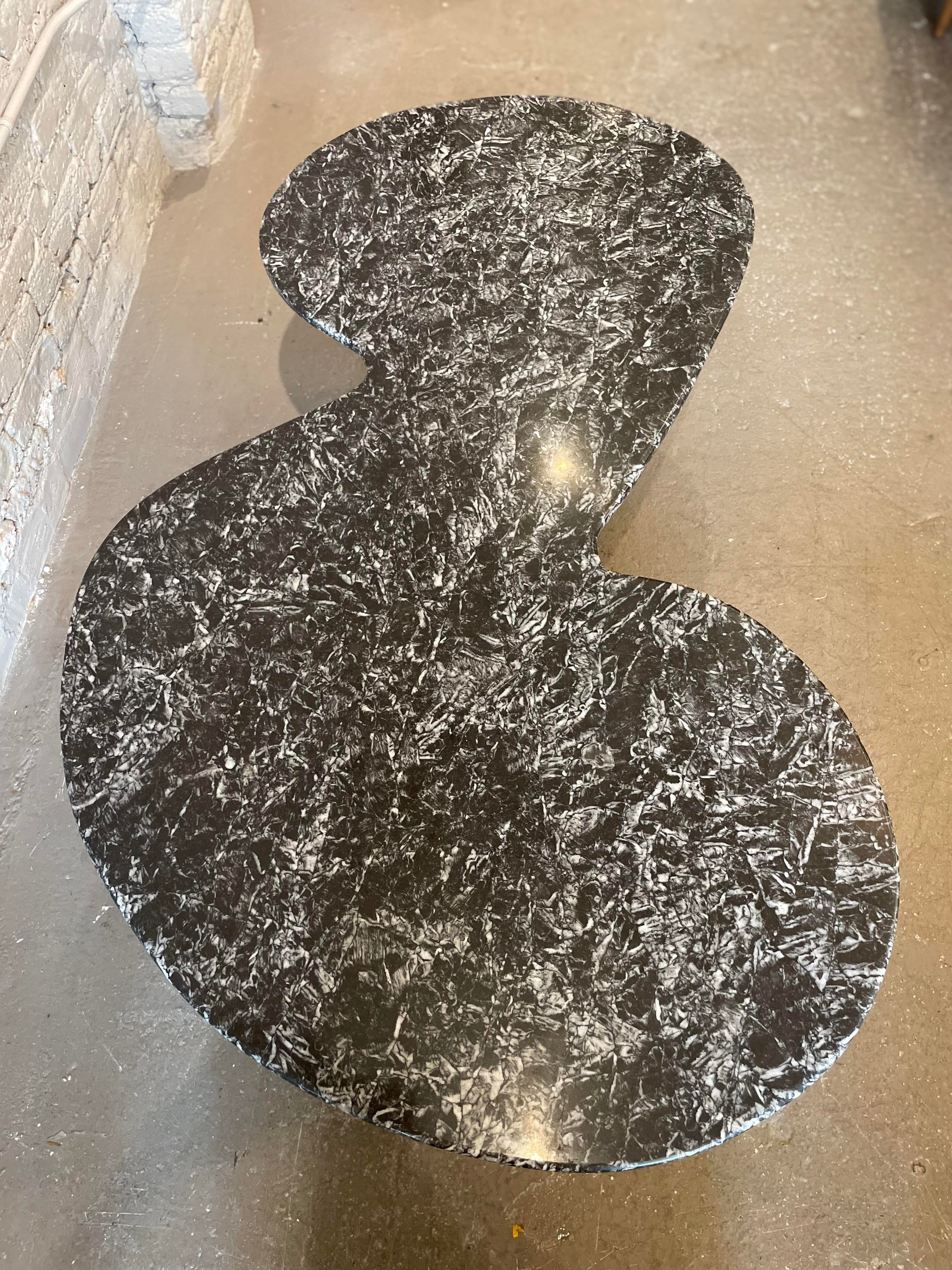 1970s Vintage Custom Made Black and White Marble Coffee Table Nero Marquina