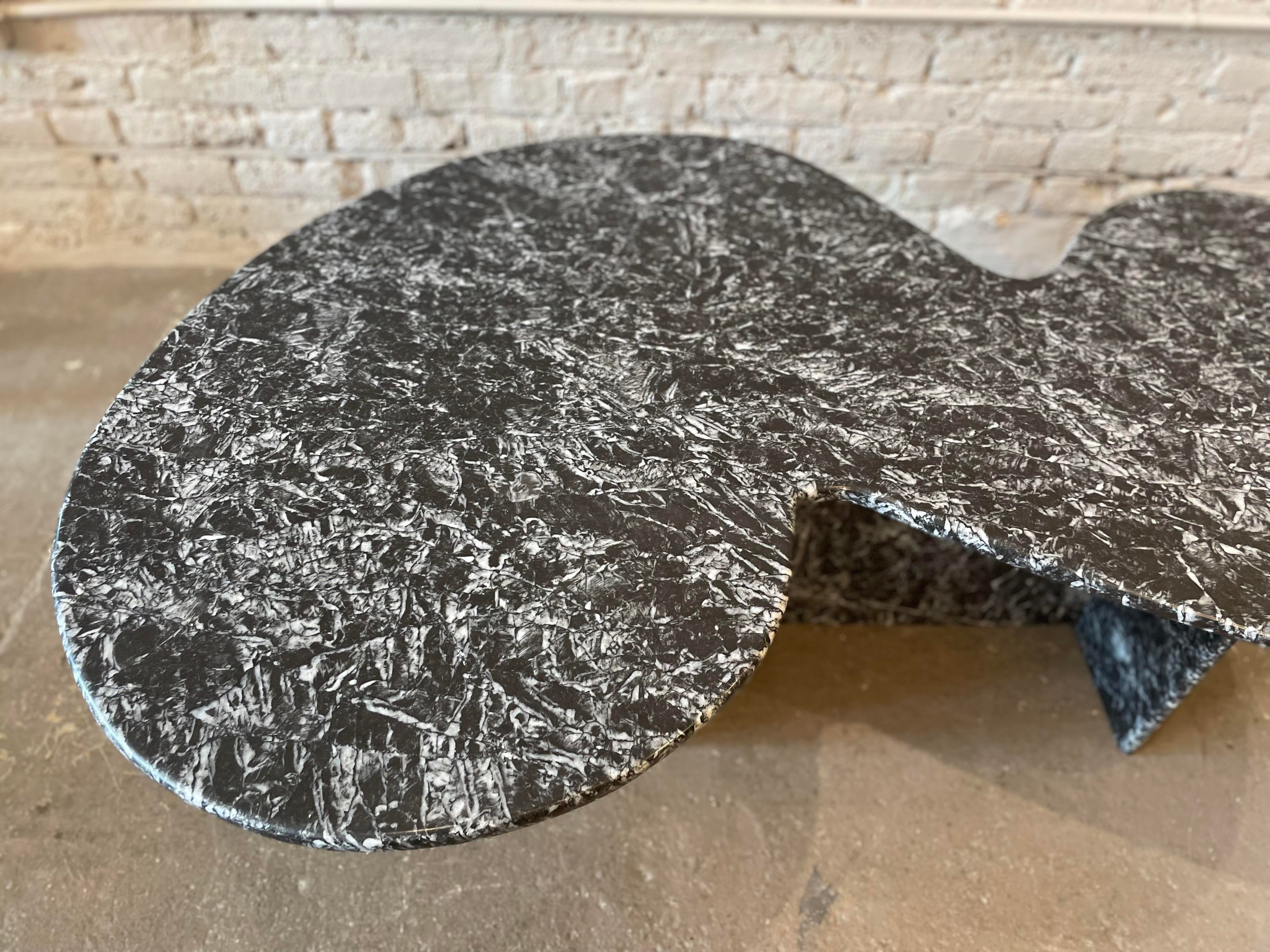 1970s Vintage Custom Made Black and White Marble Coffee Table Nero Marquina
