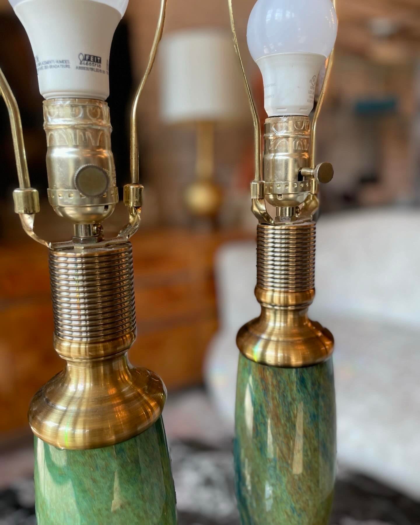 1970s Vintage Green Geometric Lamps