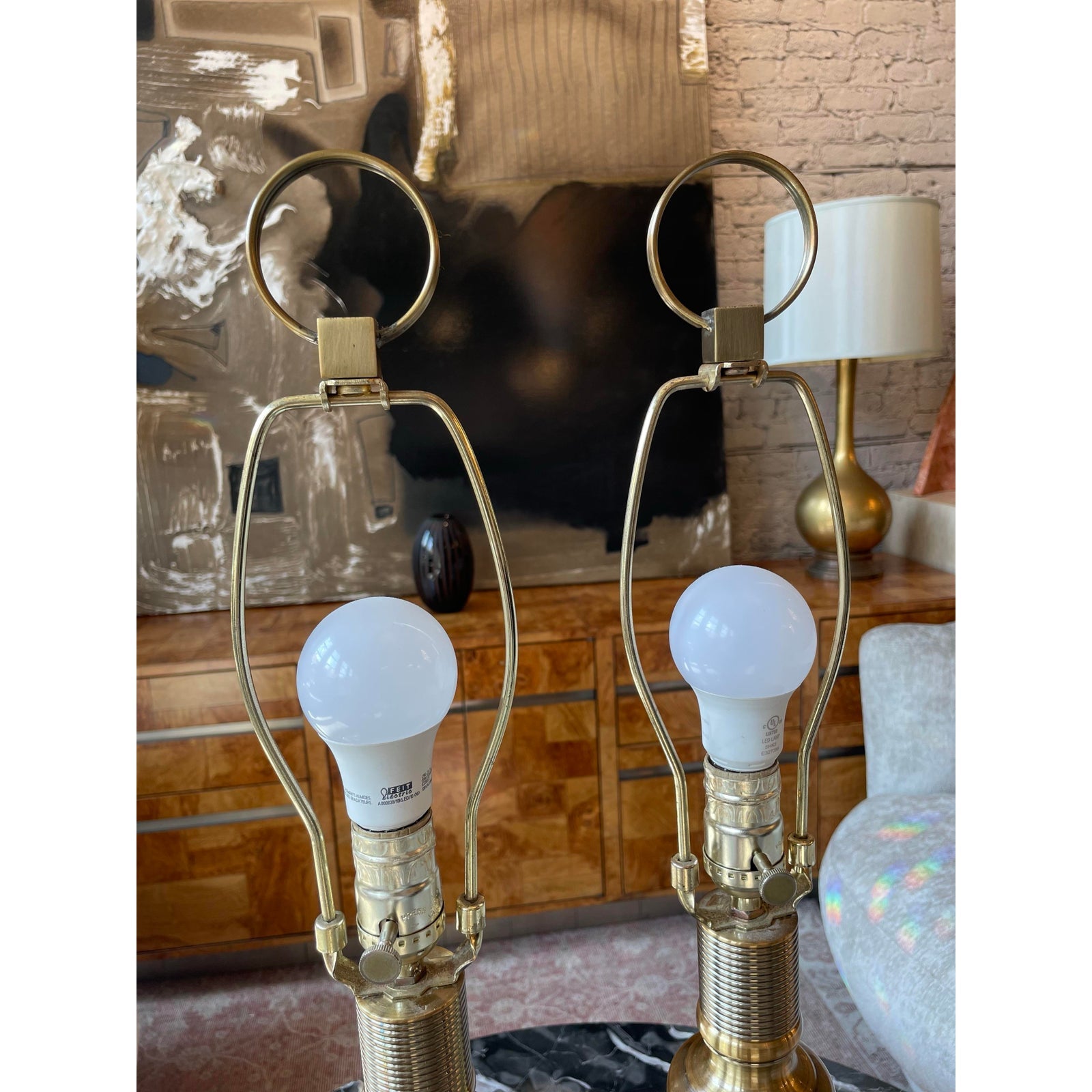 1970s Vintage Green Geometric Lamps
