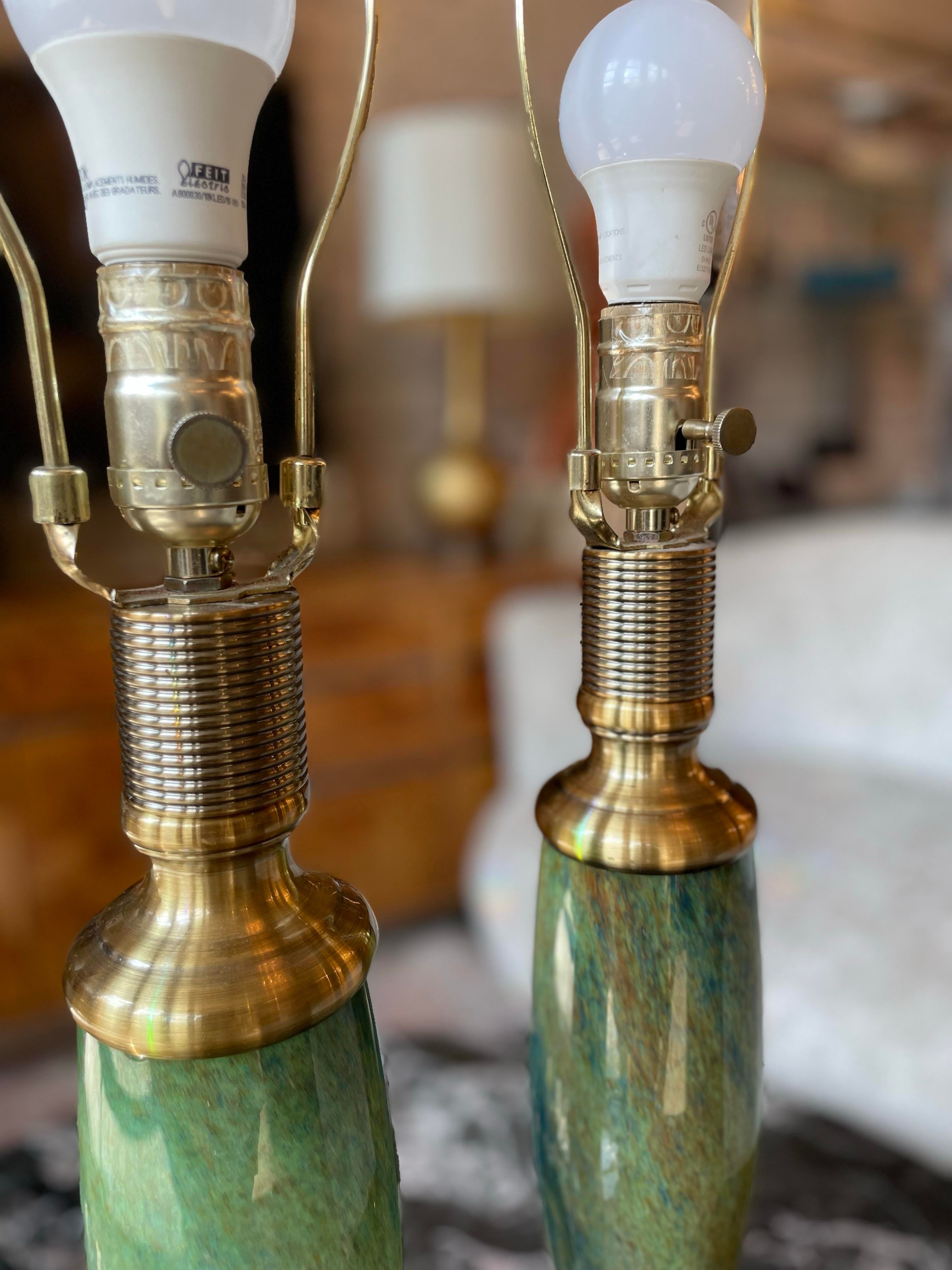 1970s Vintage Green Geometric Lamps