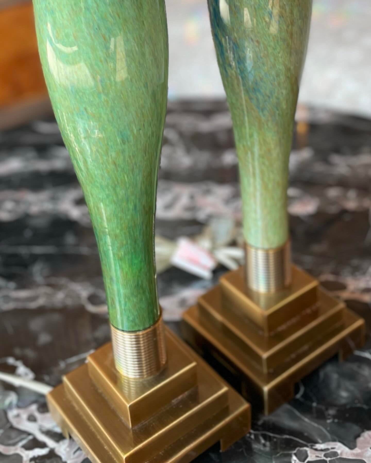 1970s Vintage Green Geometric Lamps