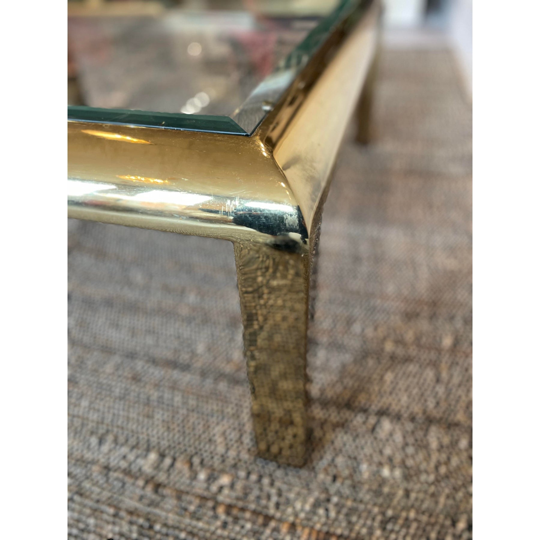 1970s Vintage in the Manner of Dia Brass and Glass Coffee Table