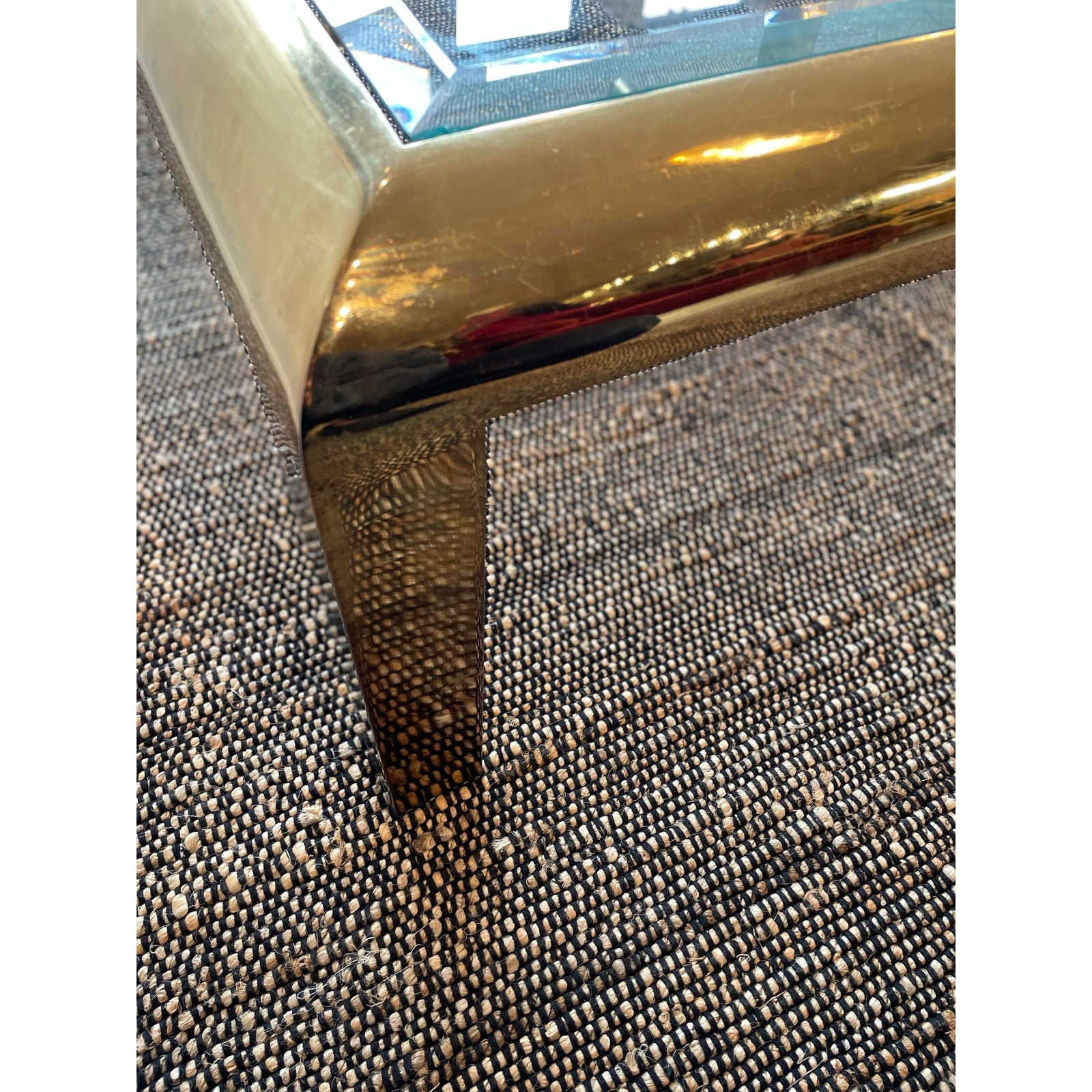 1970s Vintage in the Manner of Dia Brass and Glass Coffee Table