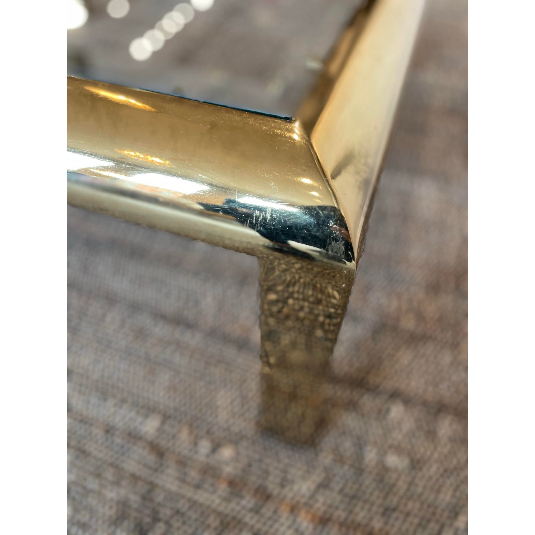 1970s Vintage in the Manner of Dia Brass and Glass Coffee Table