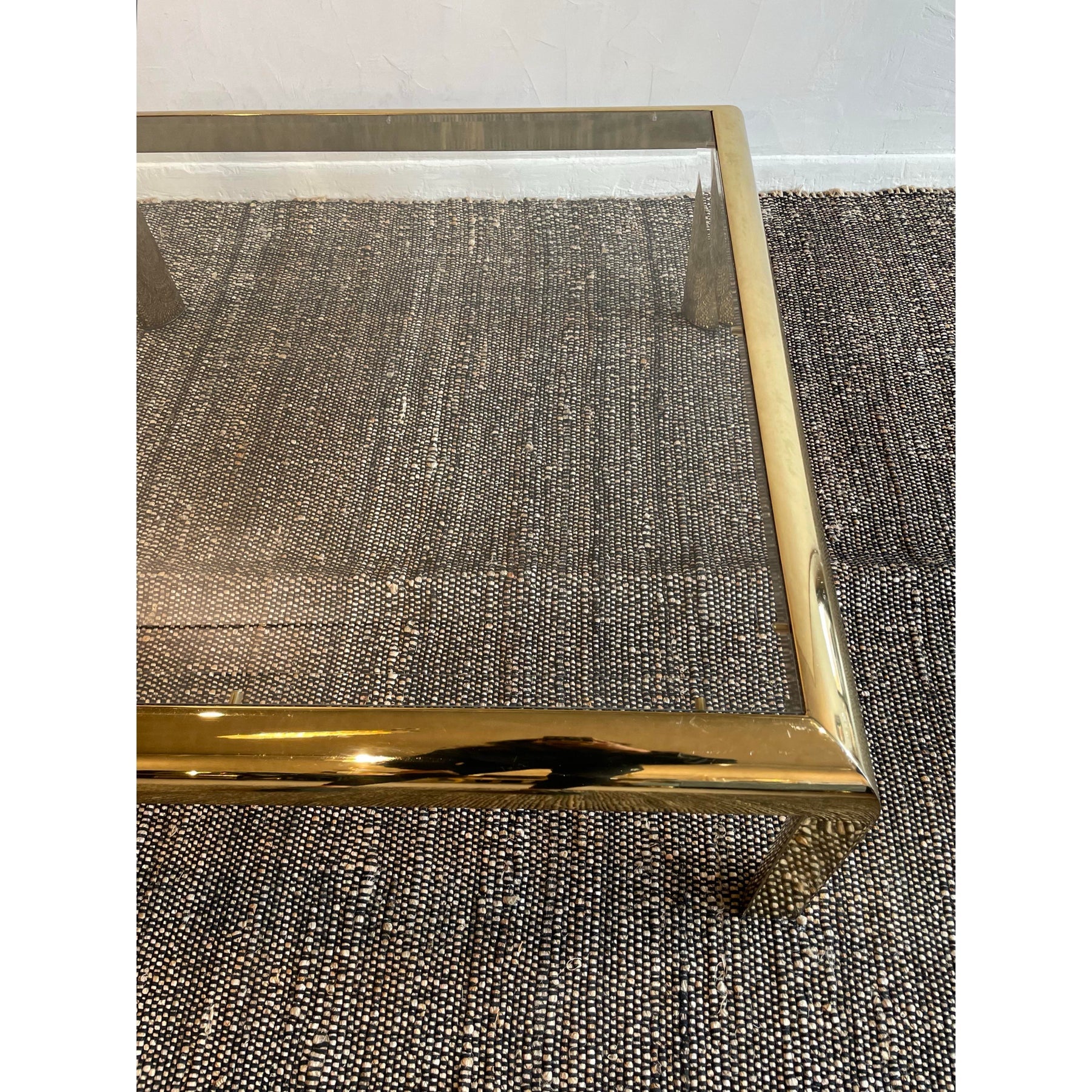 1970s Vintage in the Manner of Dia Brass and Glass Coffee Table