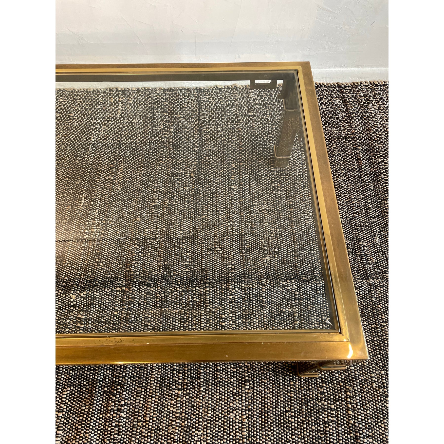 1970s Vintage in the Manner of Mastercraft Greek Key Brass and Glass Coffee Table