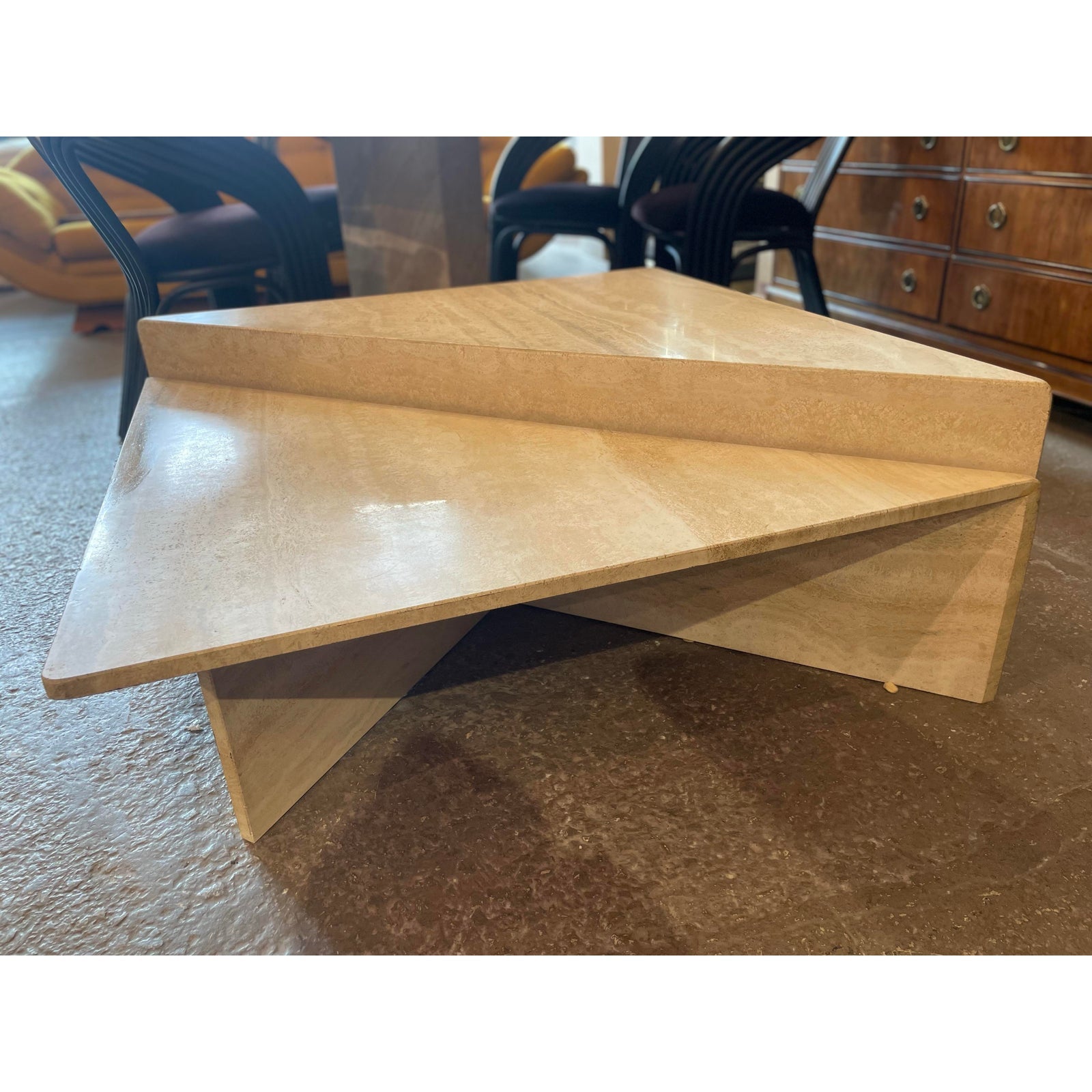 1970s Vintage Italian Up and Up Travertine Coffee Table