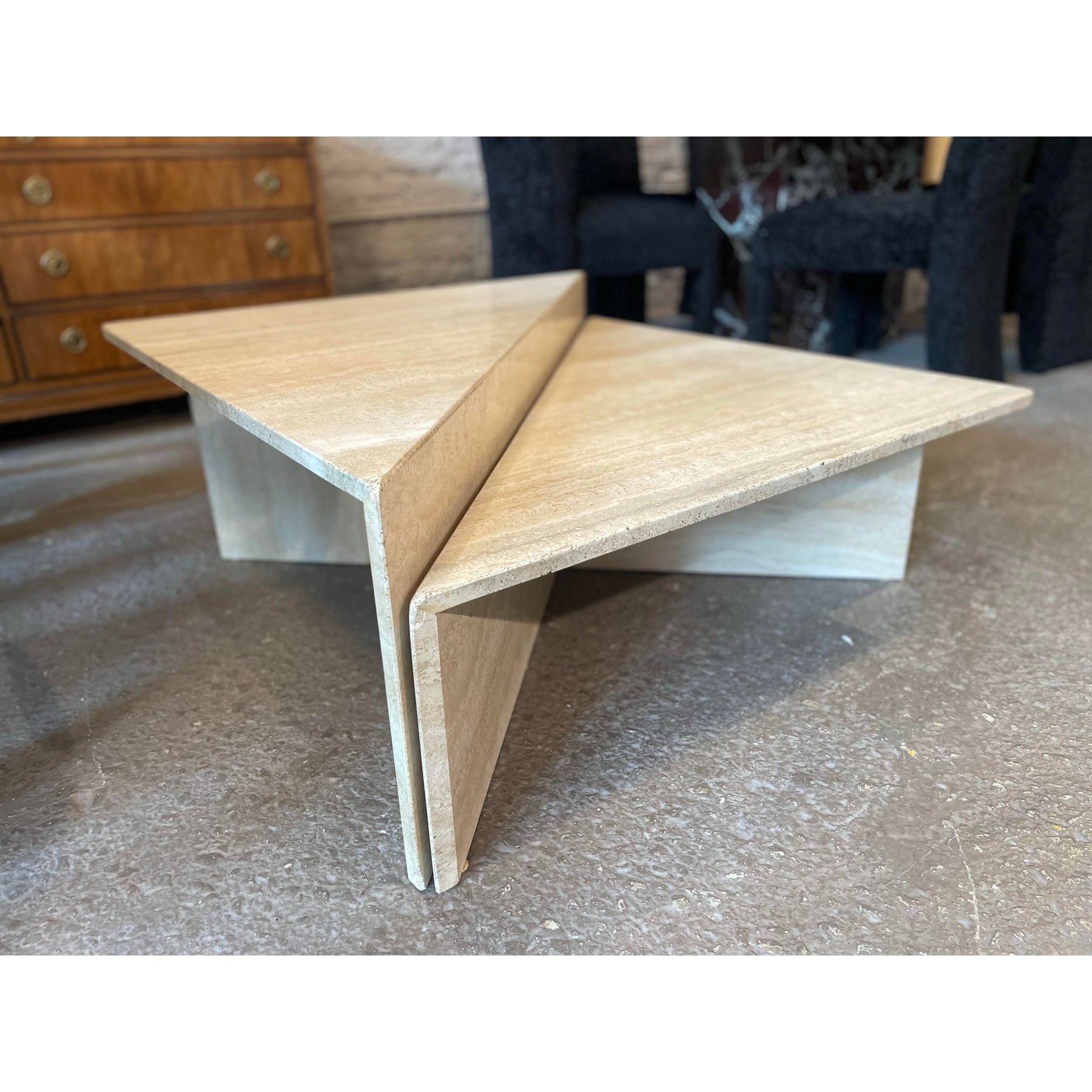 1970s Vintage Italian Up and Up Travertine Coffee Table