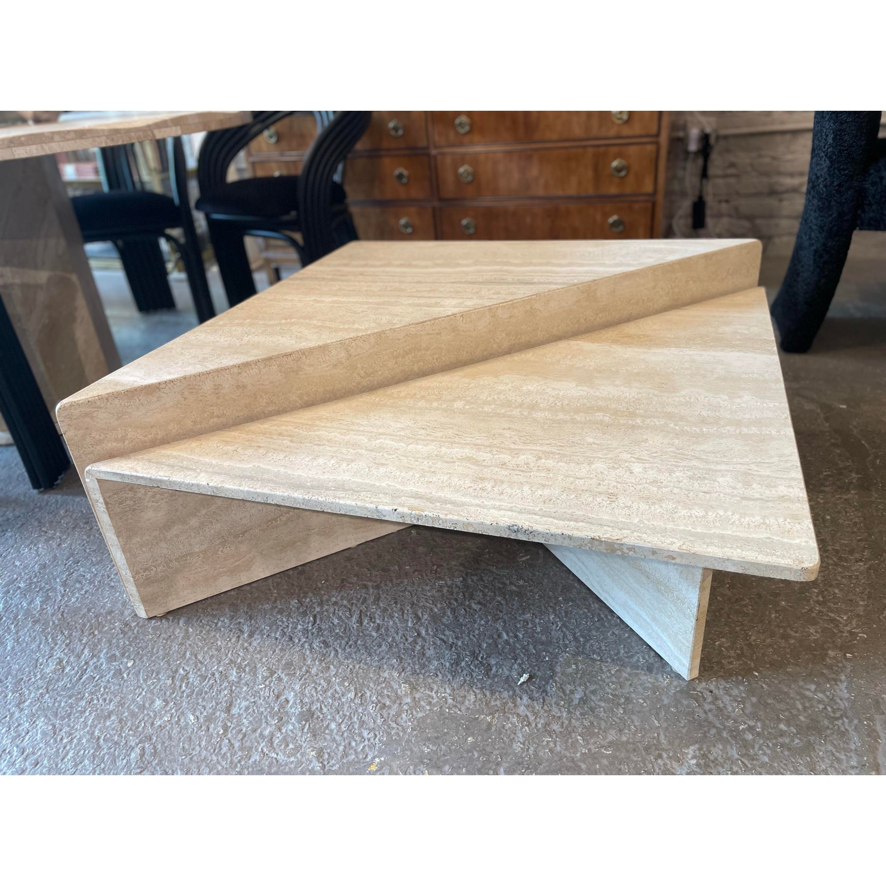 1970s Vintage Italian Up and Up Travertine Coffee Table