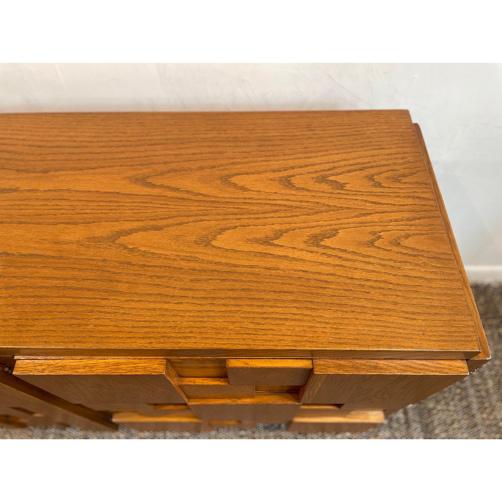 1970s Vintage Lane Brutalist Wood Dresser Credenza