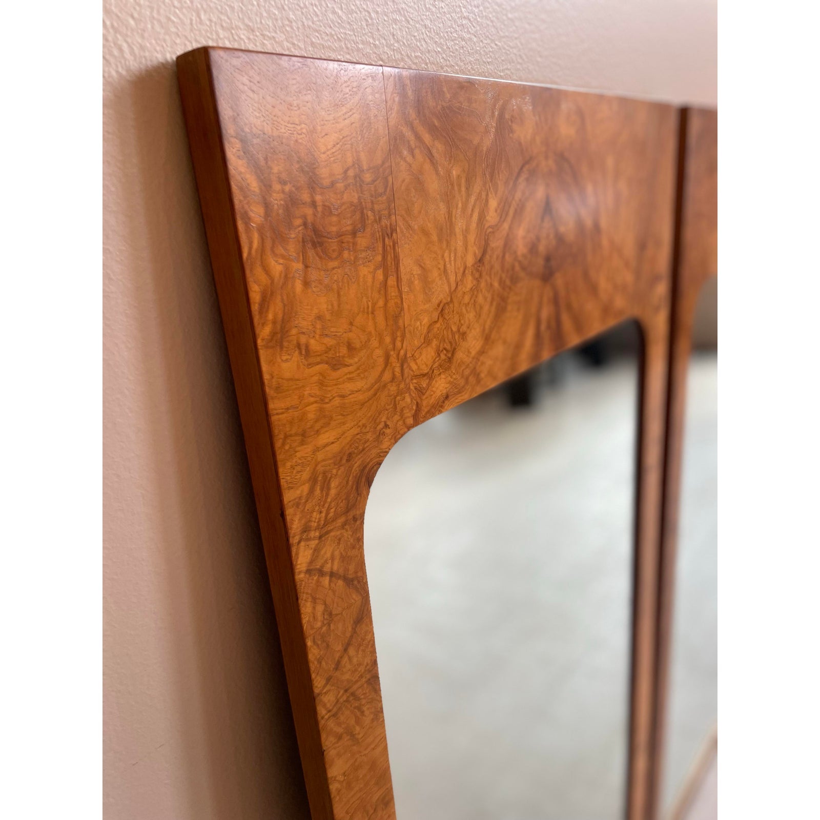 1970s Vintage Lane Burl Wood Mirrors - a Pair