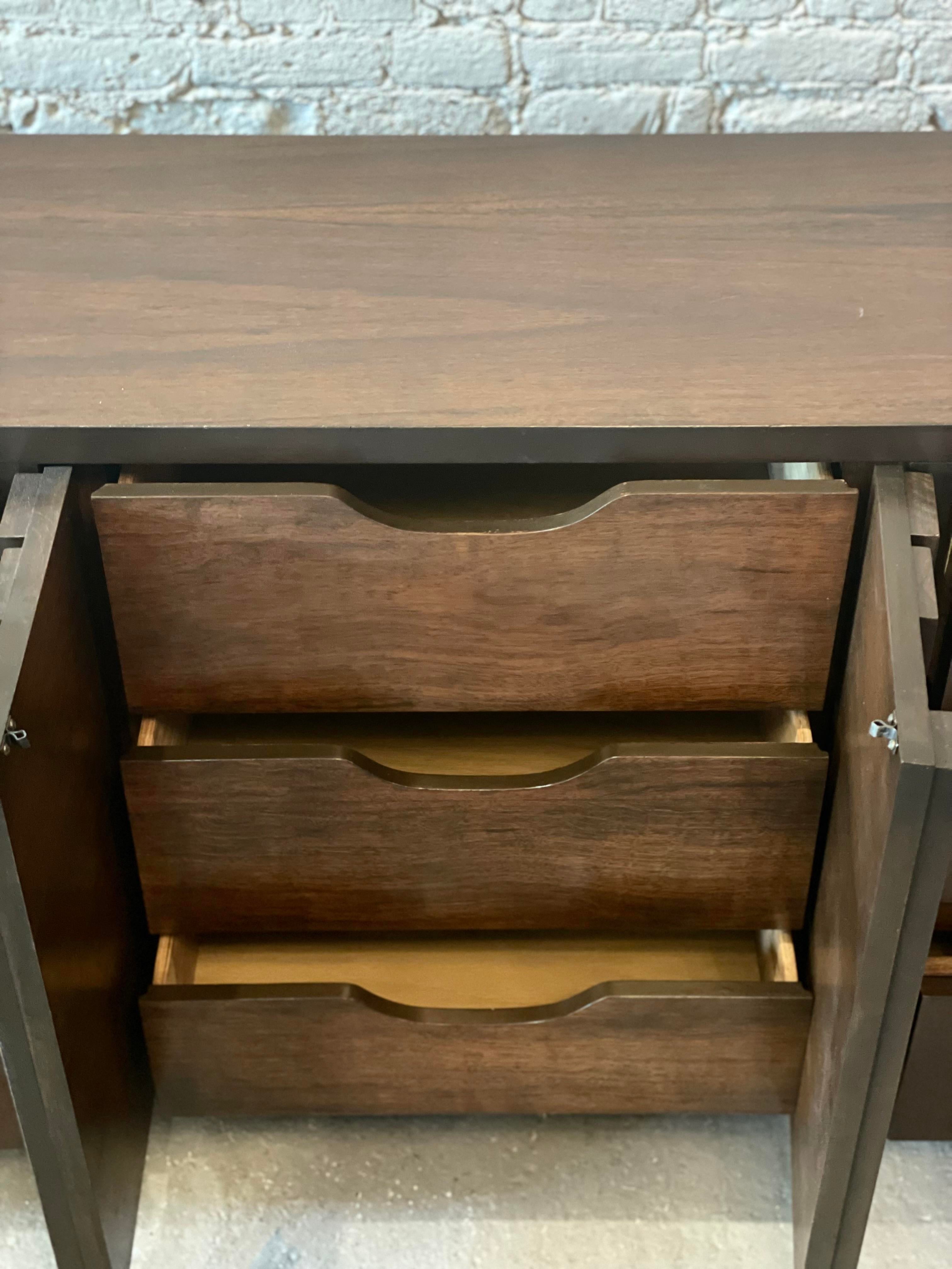 1970s Vintage Lane Staccato Brutalist Dresser Refinished