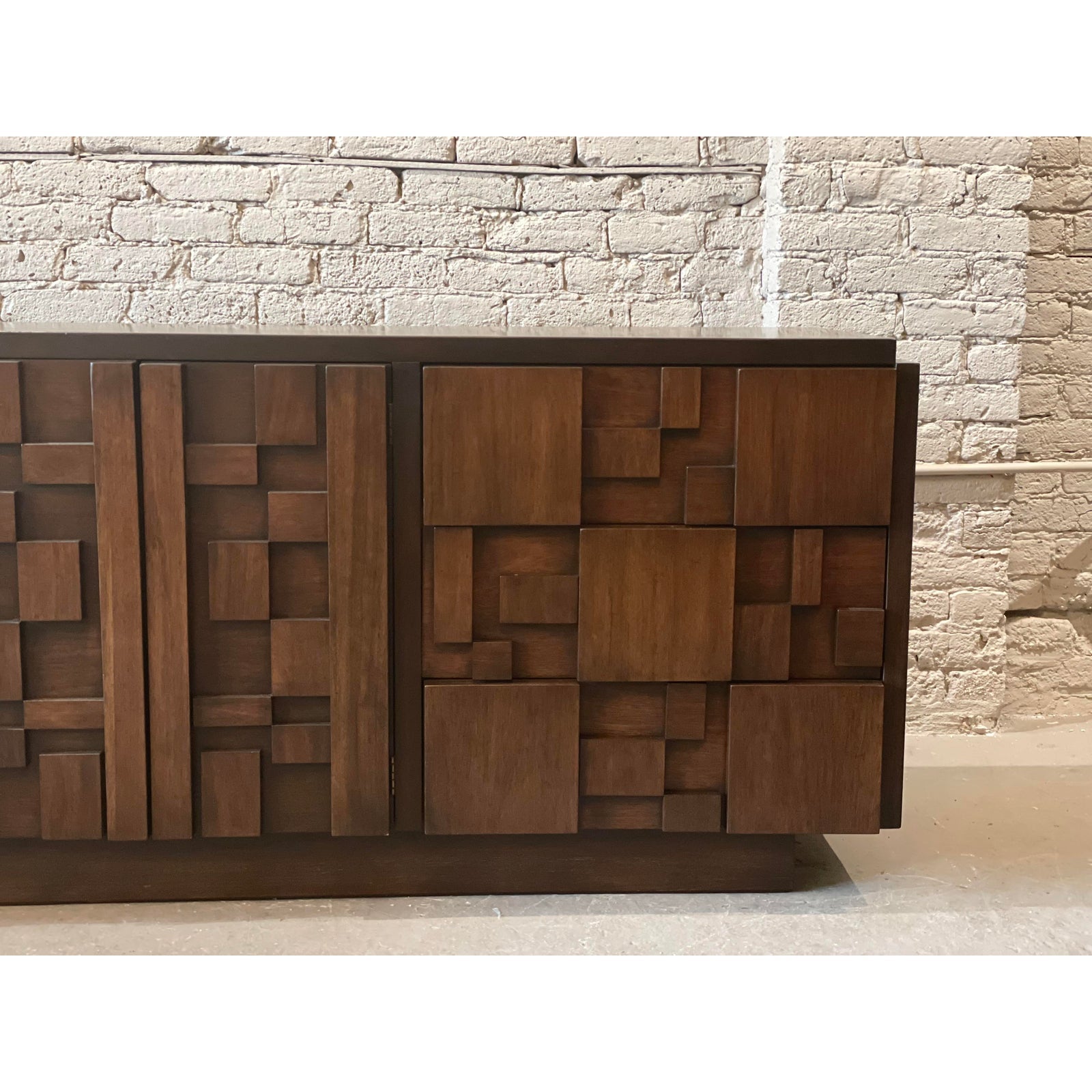 1970s Vintage Lane Staccato Brutalist Dresser Refinished