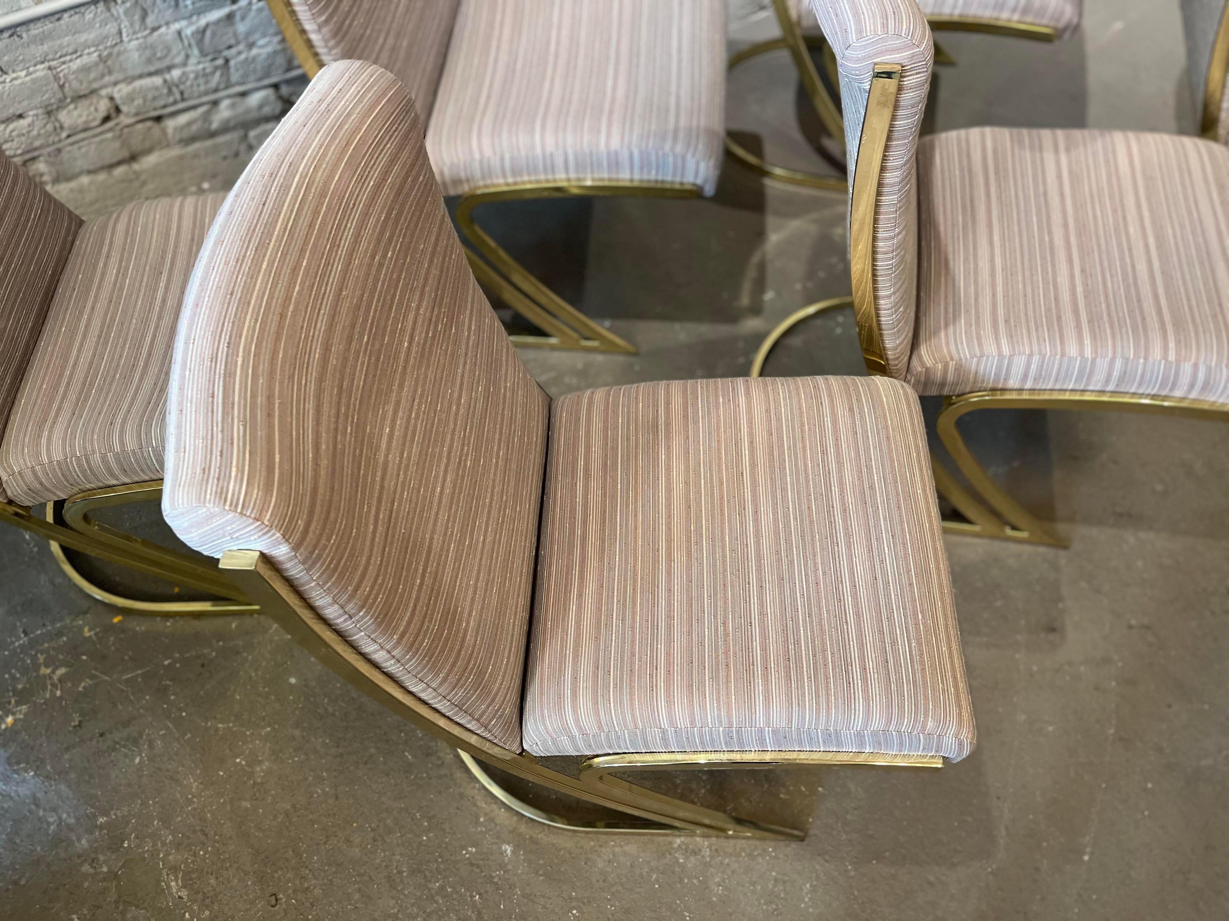 1970s Vintage Pierre Cardin Brass Cantilever Z Chairs - Set of 6
