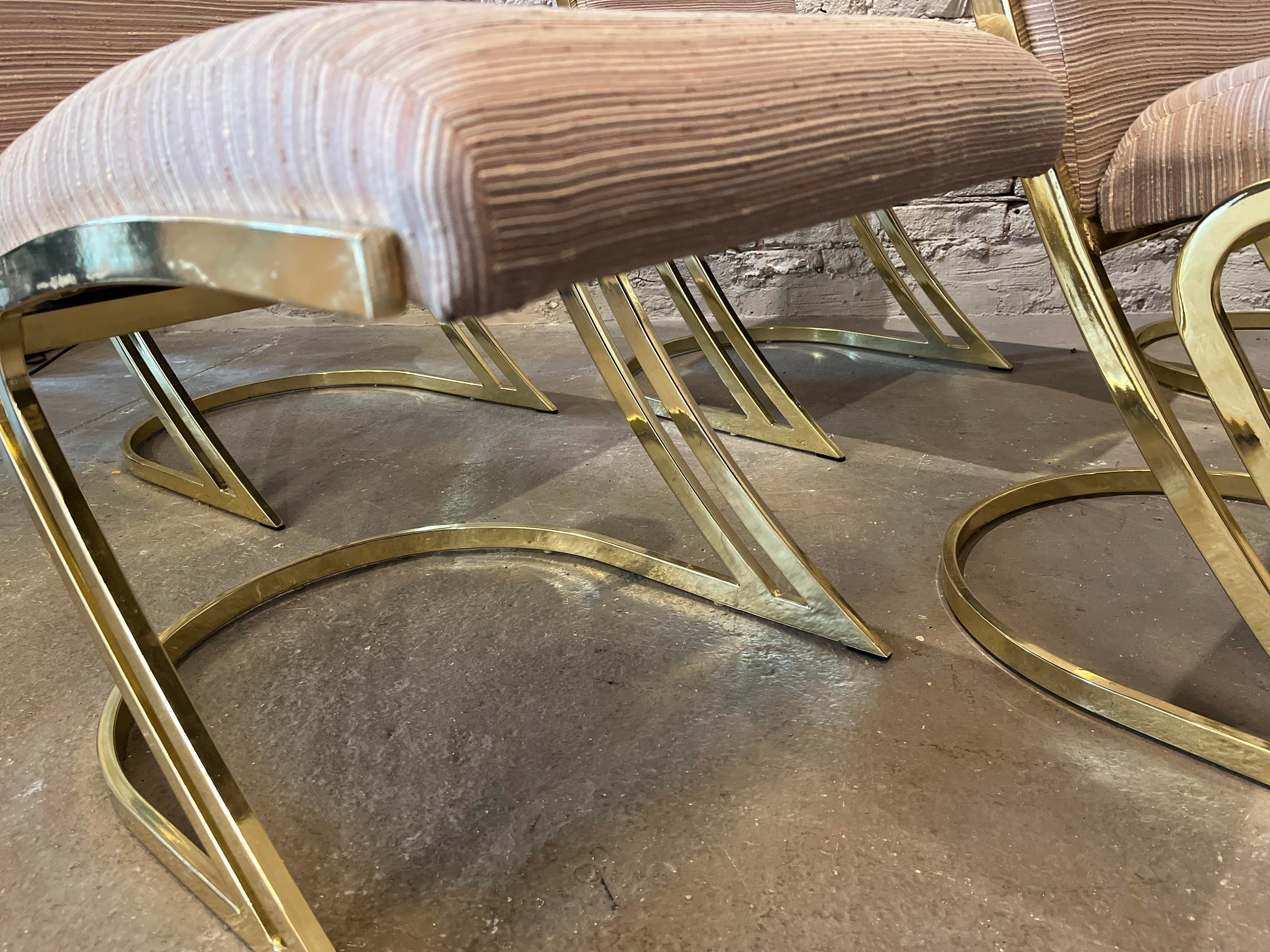1970s Vintage Pierre Cardin Brass Cantilever Z Chairs - Set of 6