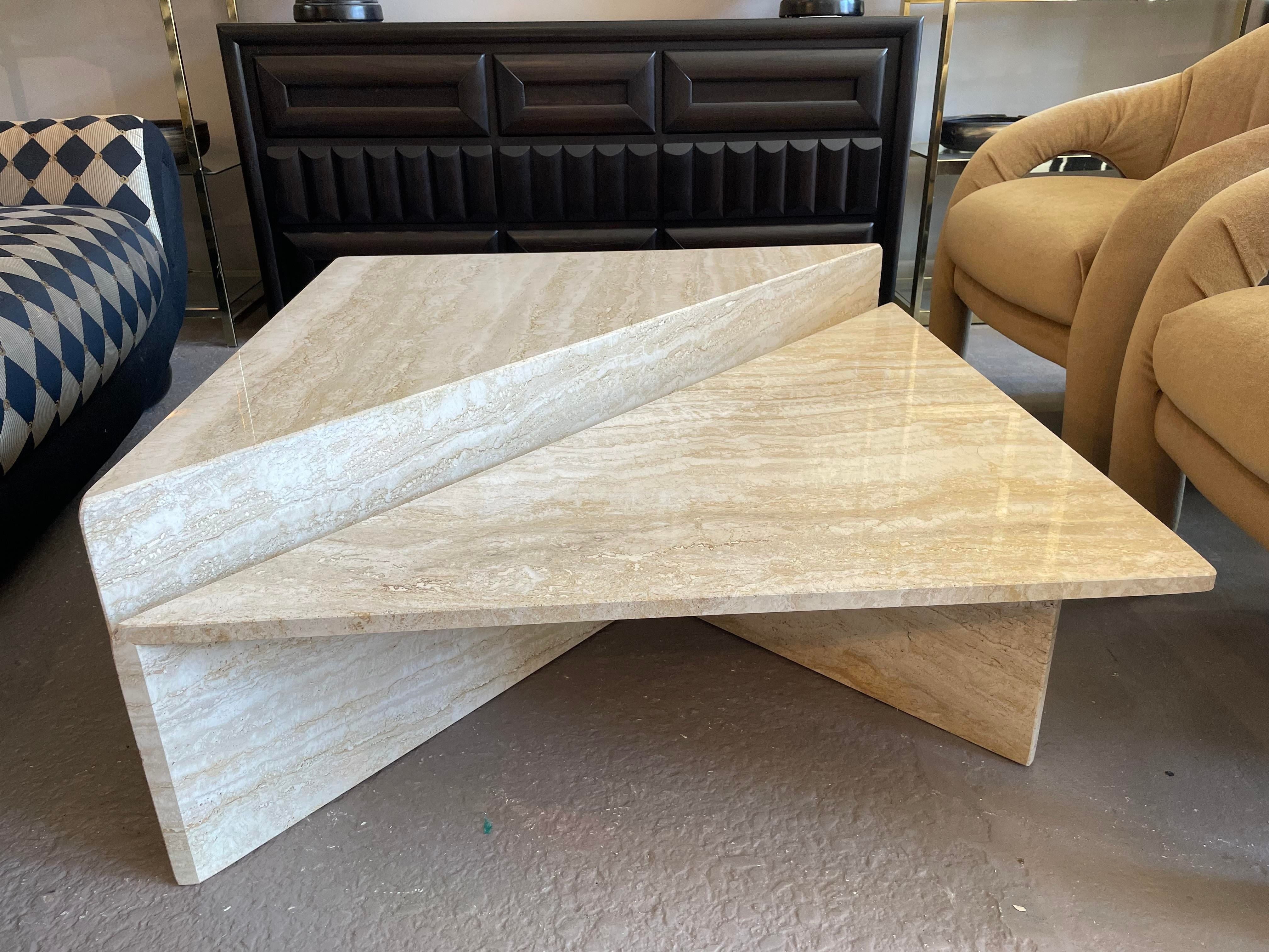 1970s Vintage Up and Up Italian Travertine Coffee Table