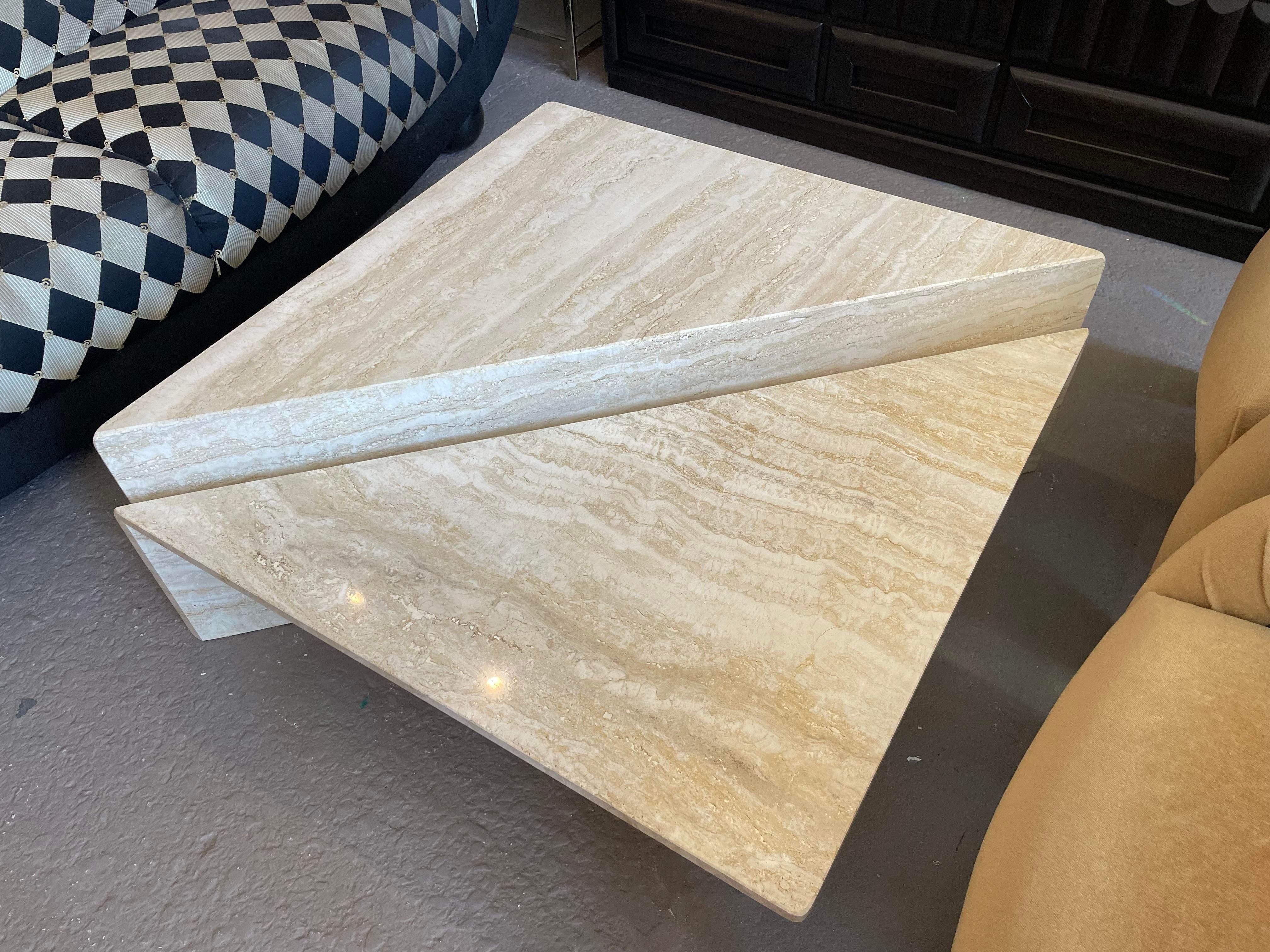 1970s Vintage Up and Up Italian Travertine Coffee Table