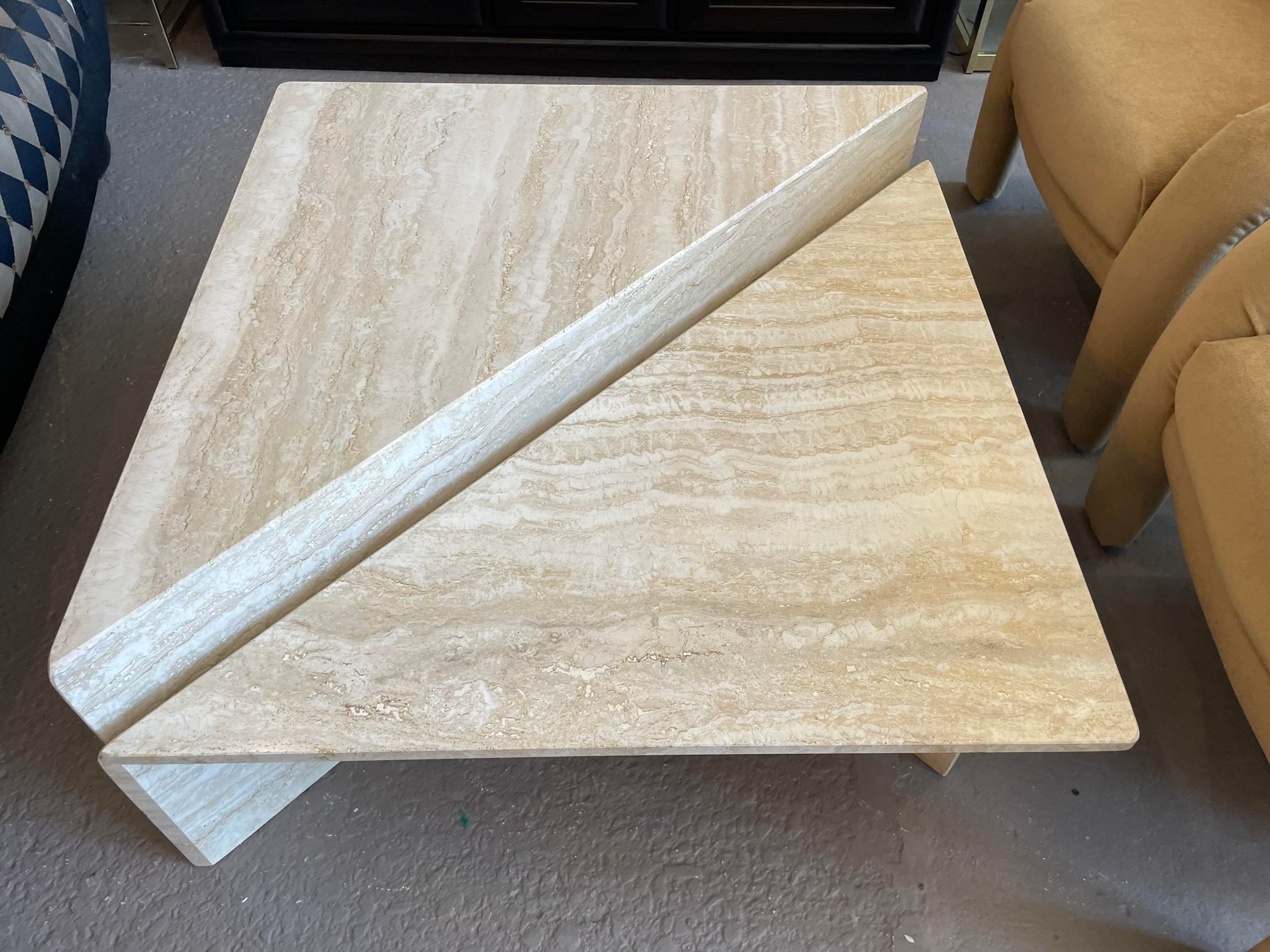 1970s Vintage Up and Up Italian Travertine Coffee Table