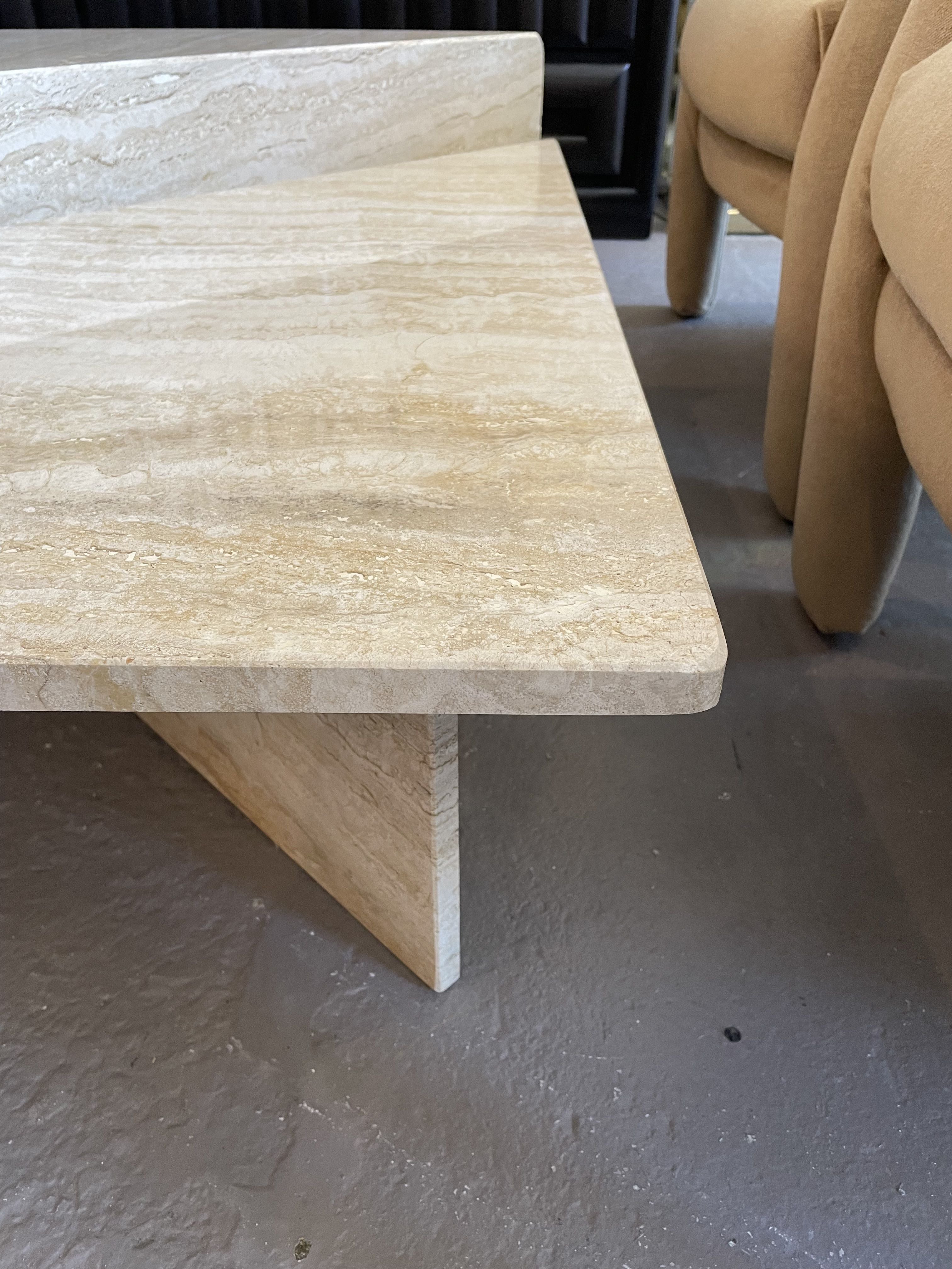 1970s Vintage Up and Up Italian Travertine Coffee Table