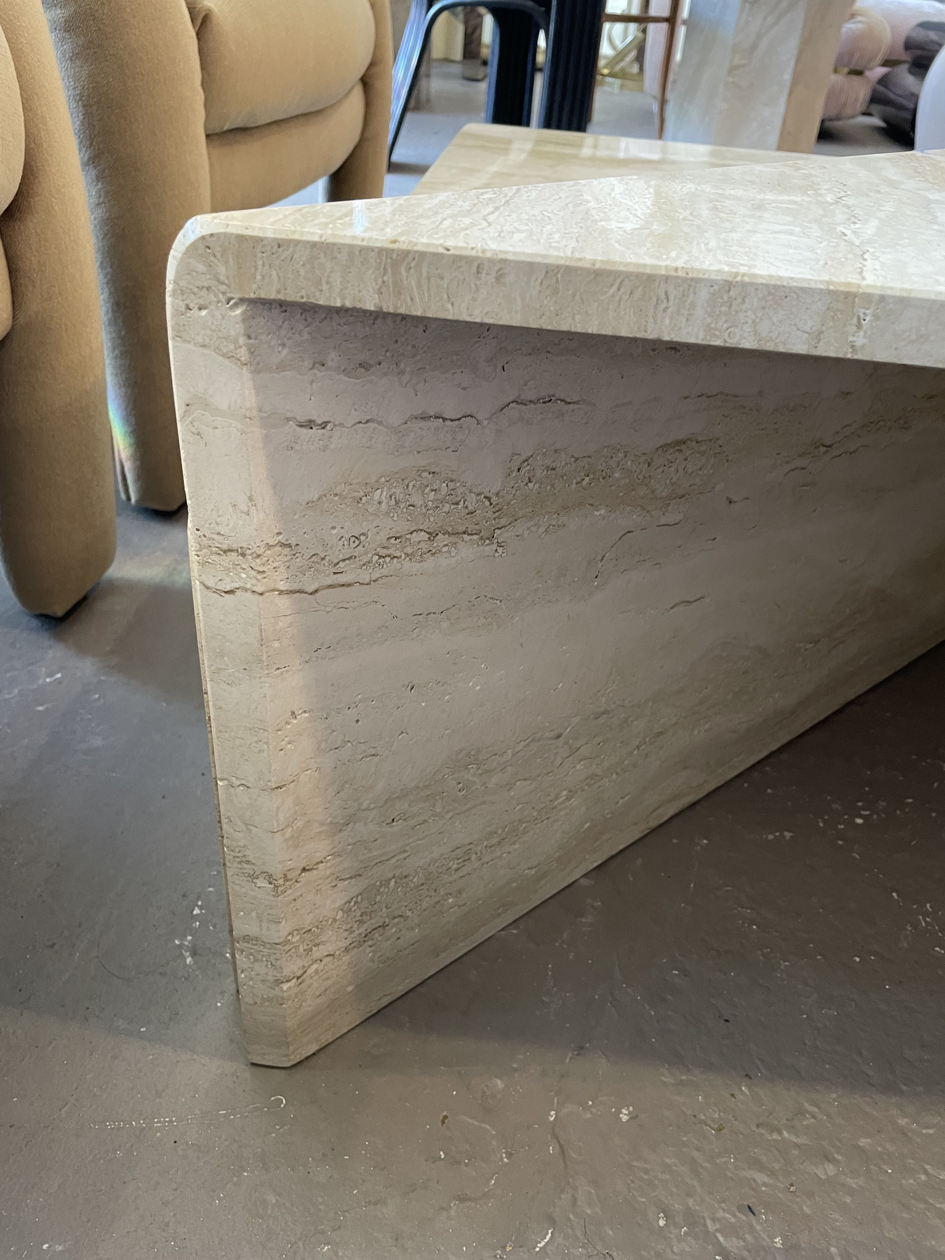 1970s Vintage Up and Up Italian Travertine Coffee Table