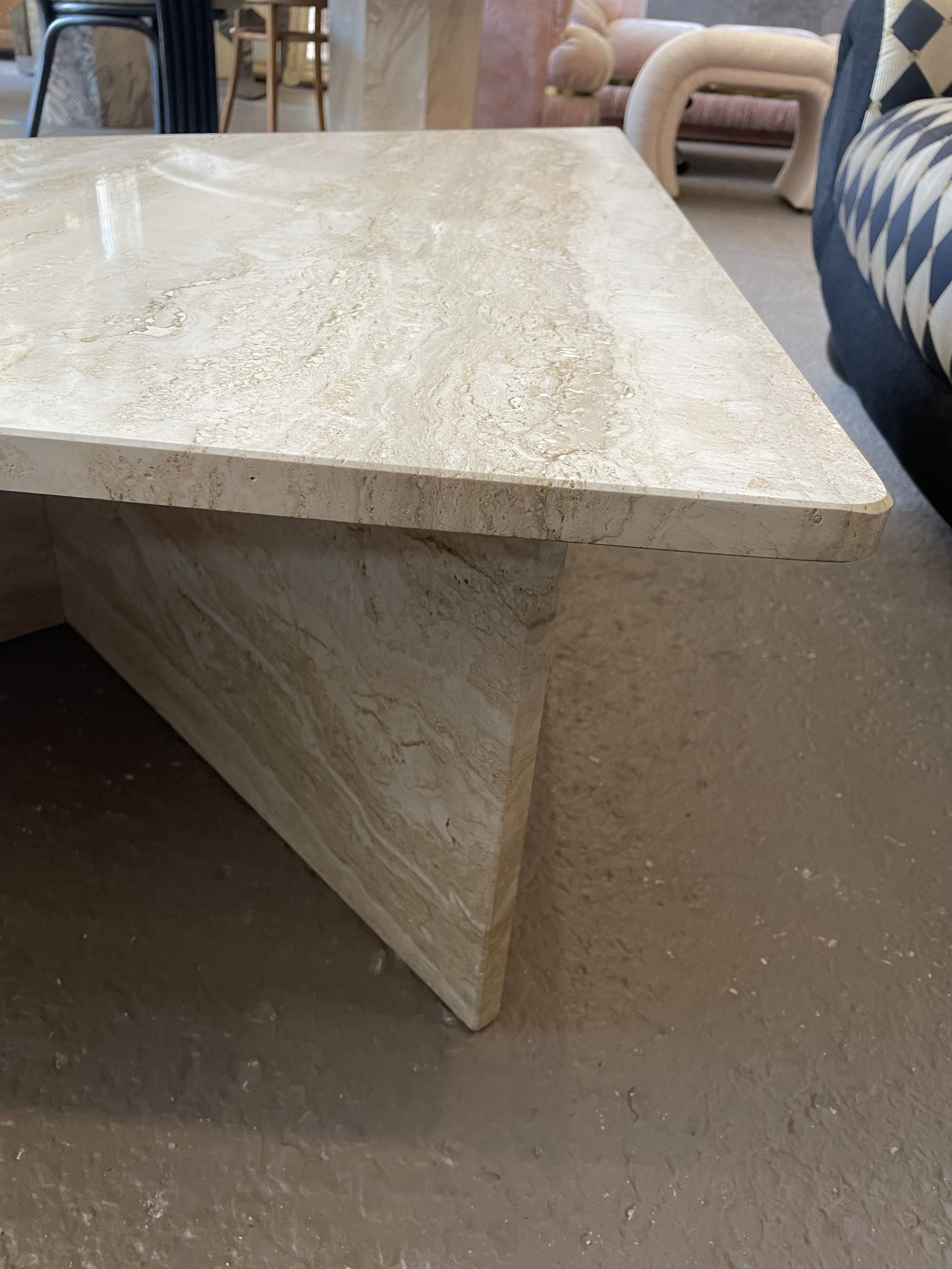 1970s Vintage Up and Up Italian Travertine Coffee Table