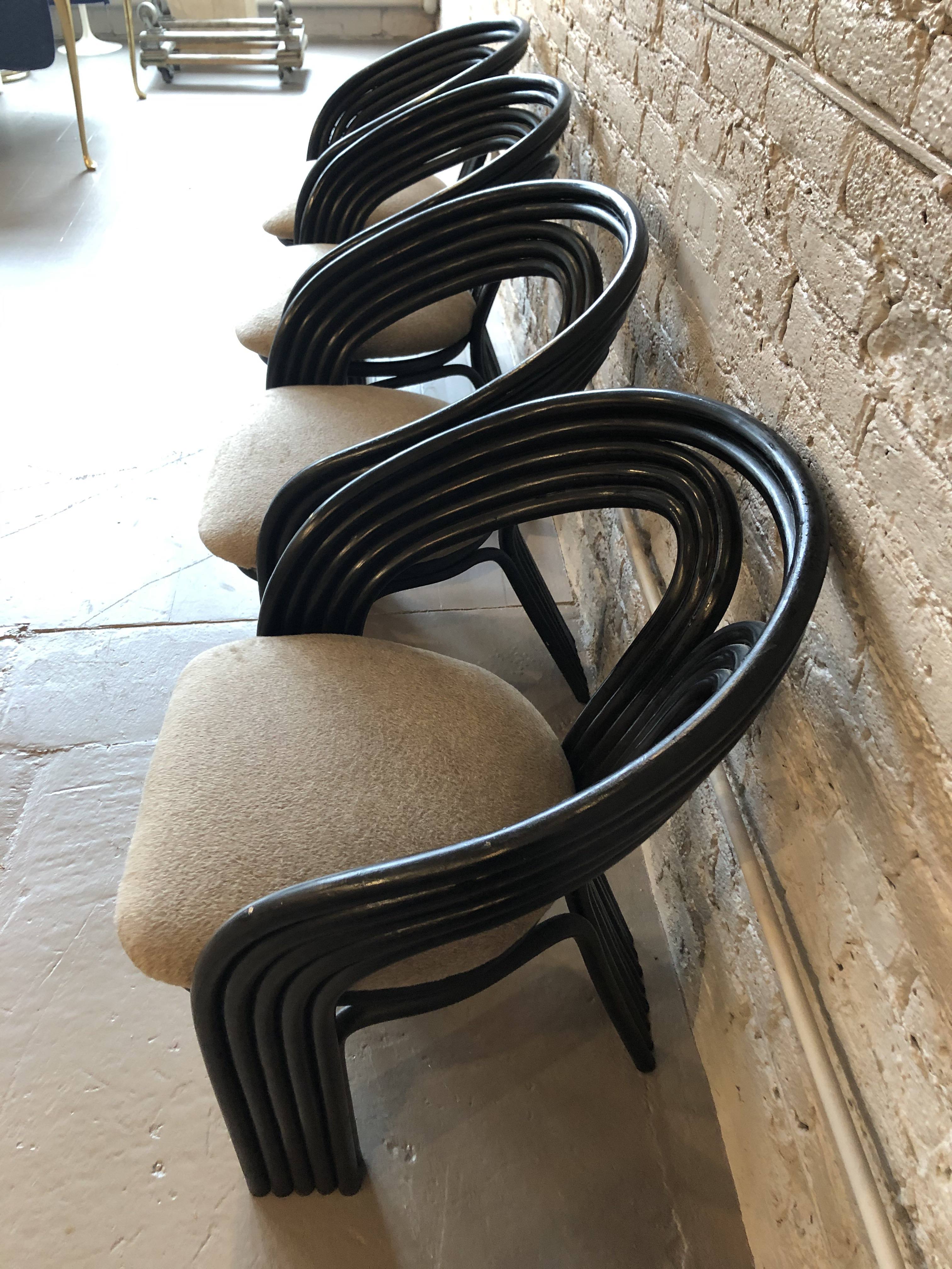 1980s Bamboo Dining Chairs in the Manner of Axel Enthoven for Rohe Noordwoolde - Set of 4