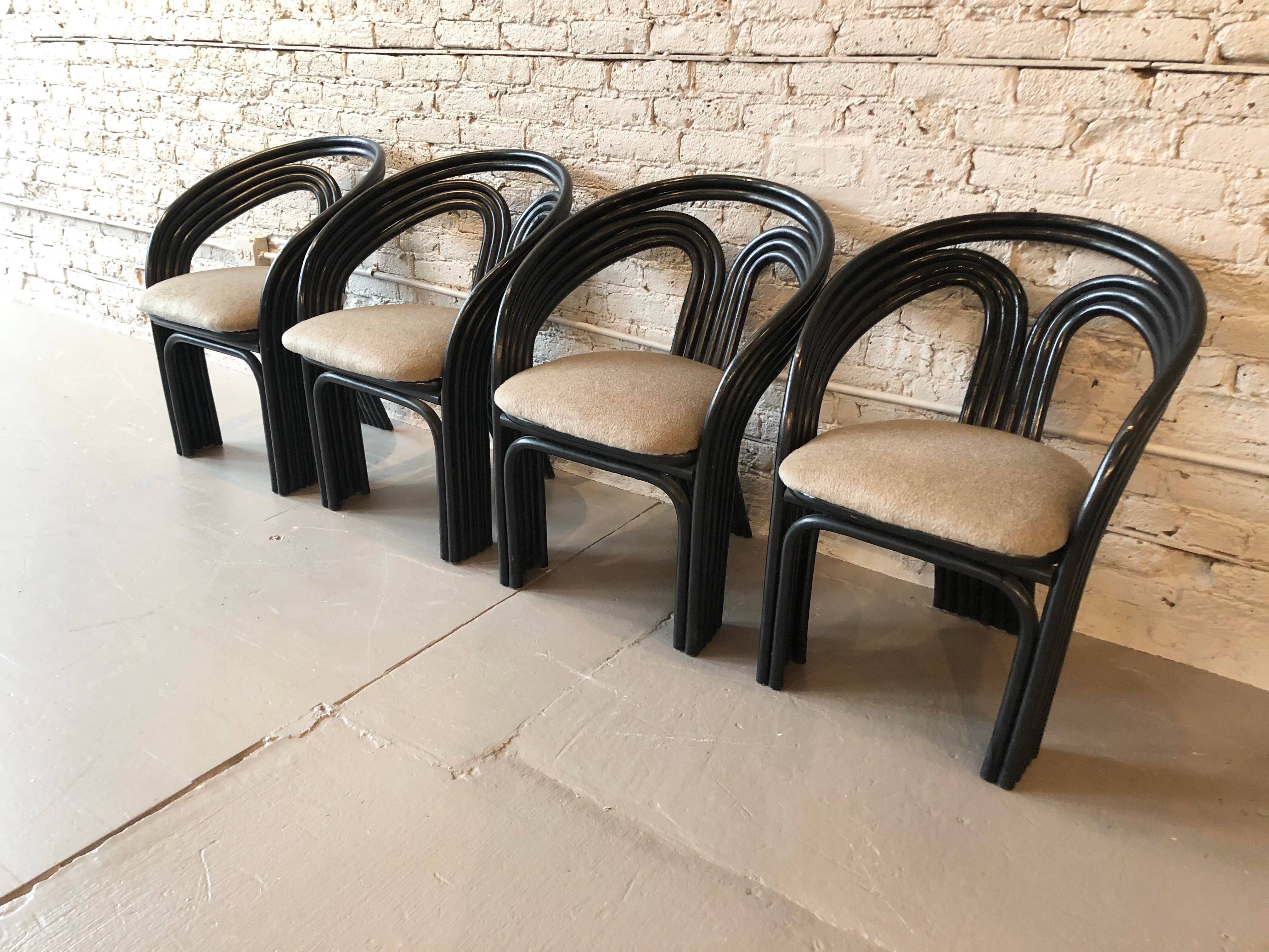 1980s Bamboo Dining Chairs in the Manner of Axel Enthoven for Rohe Noordwoolde - Set of 4