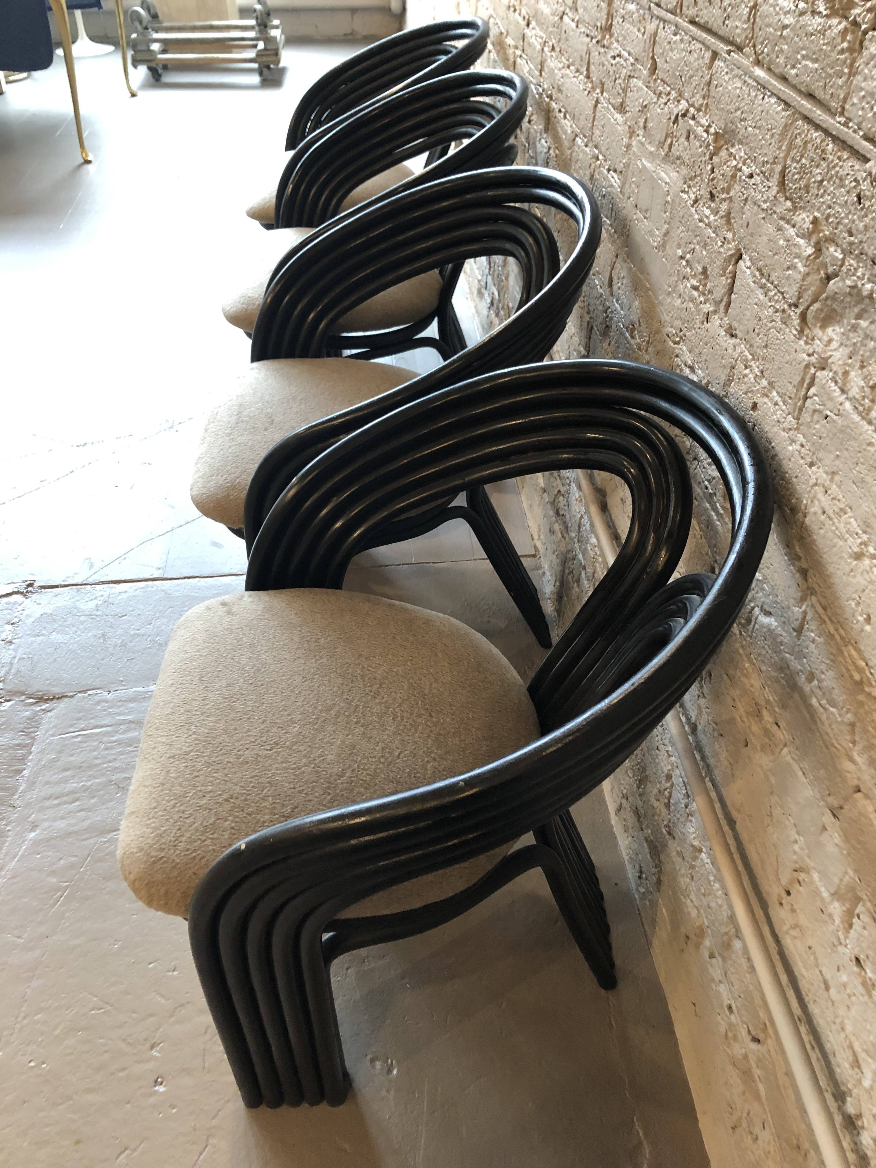 1980s Bamboo Dining Chairs in the Manner of Axel Enthoven for Rohe Noordwoolde - Set of 4