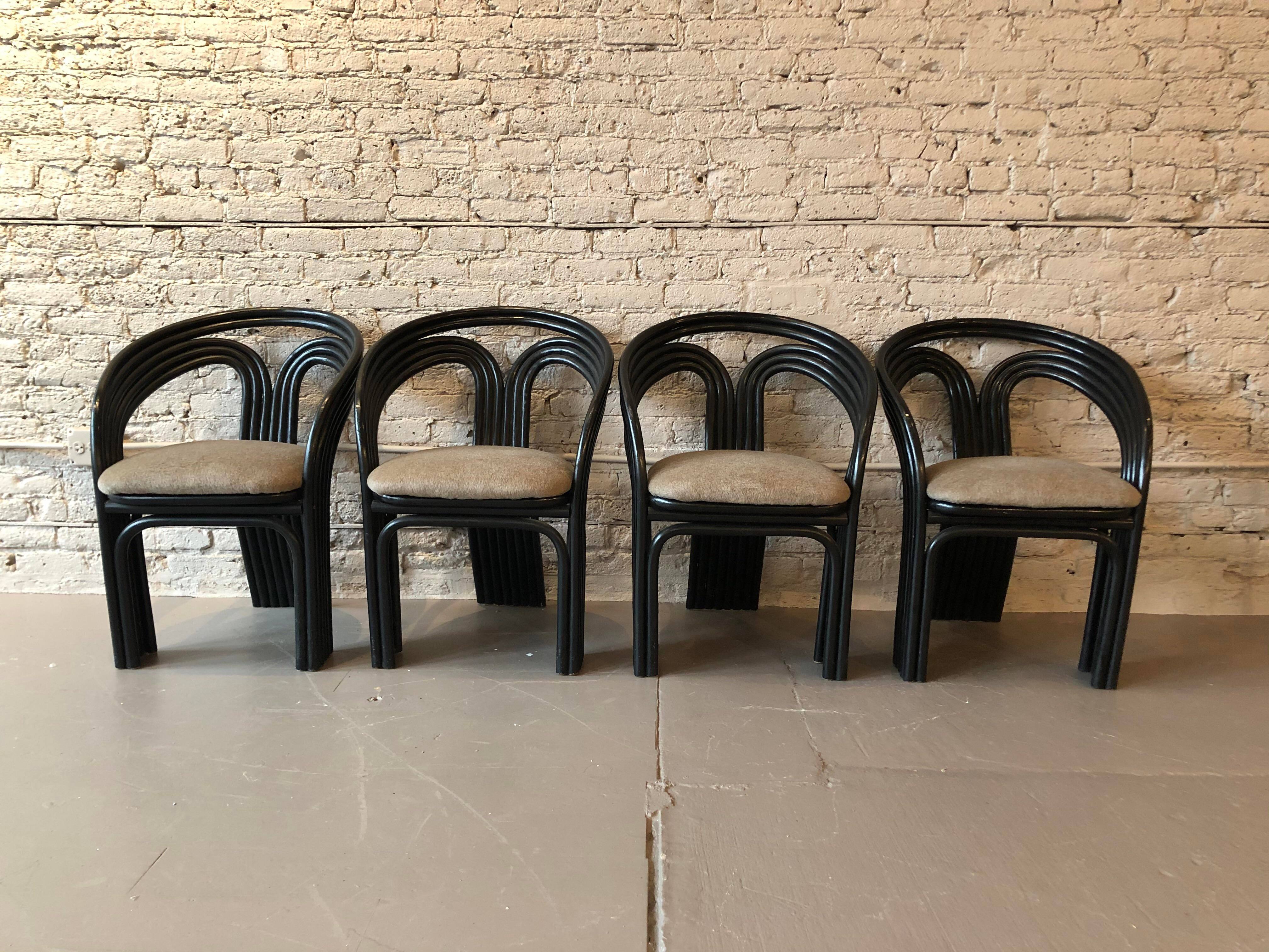 1980s Bamboo Dining Chairs in the Manner of Axel Enthoven for Rohe Noordwoolde - Set of 4