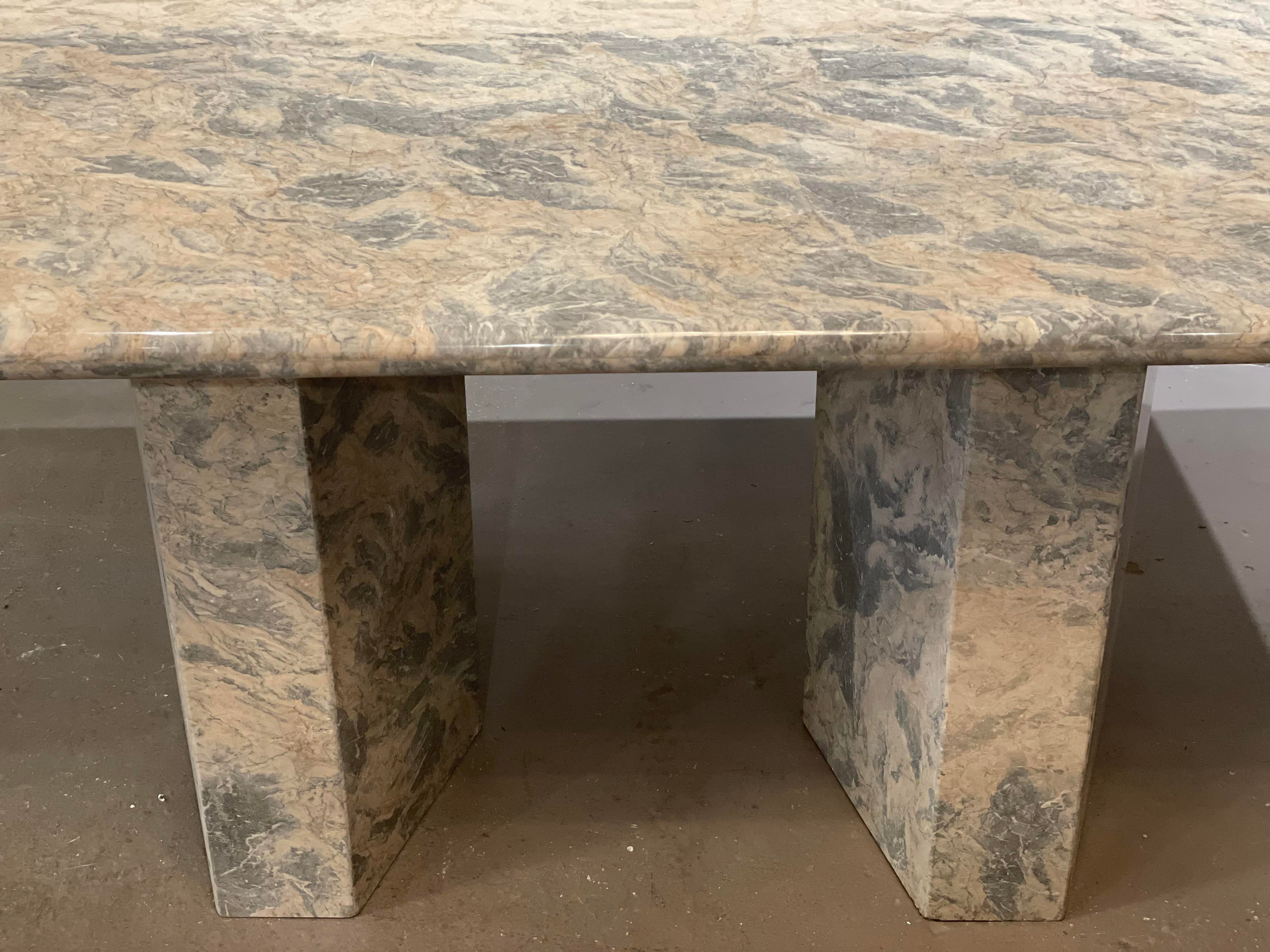 1980s Blue Gray Marble Vintage Postmodern Dining Table