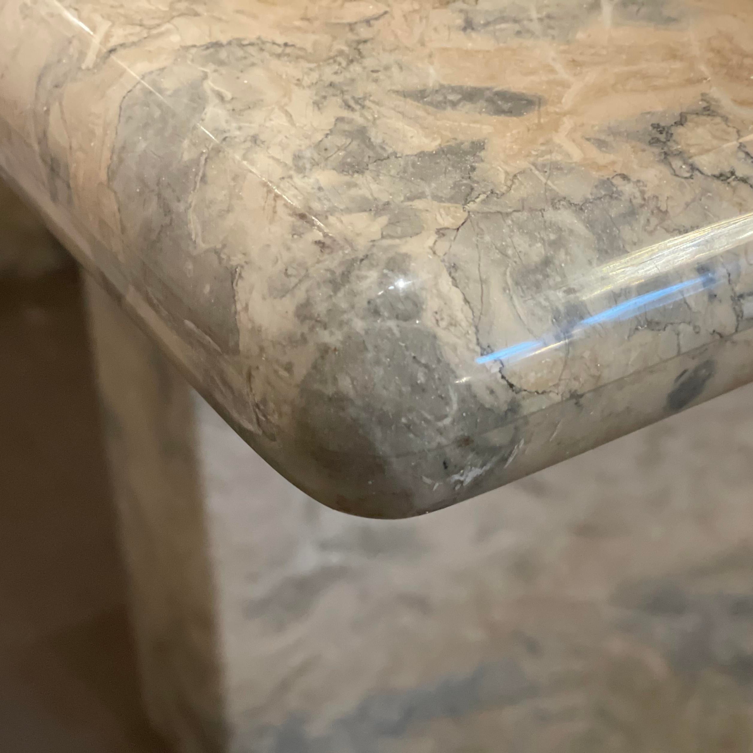 1980s Blue Gray Marble Vintage Postmodern Dining Table