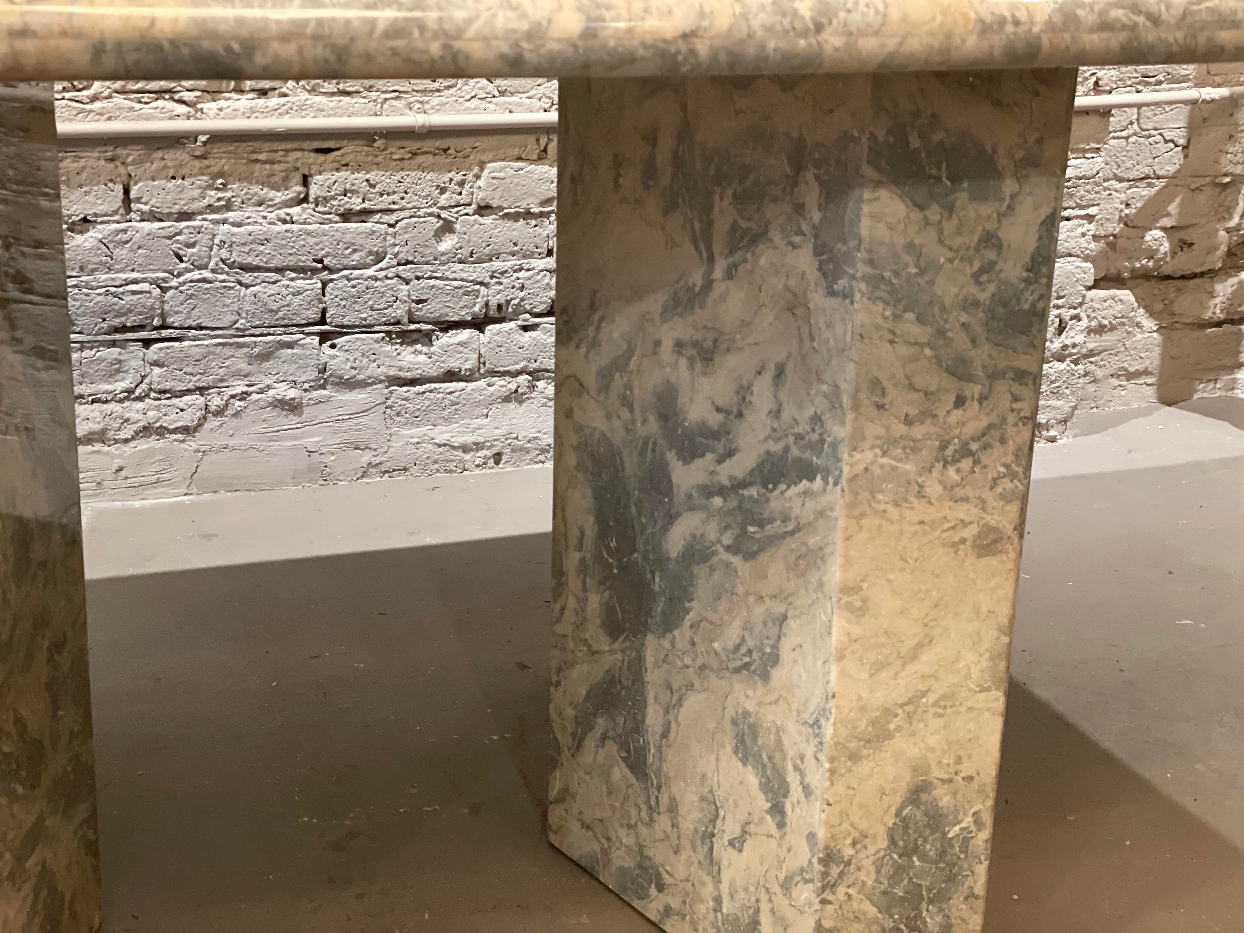 1980s Blue Gray Marble Vintage Postmodern Dining Table