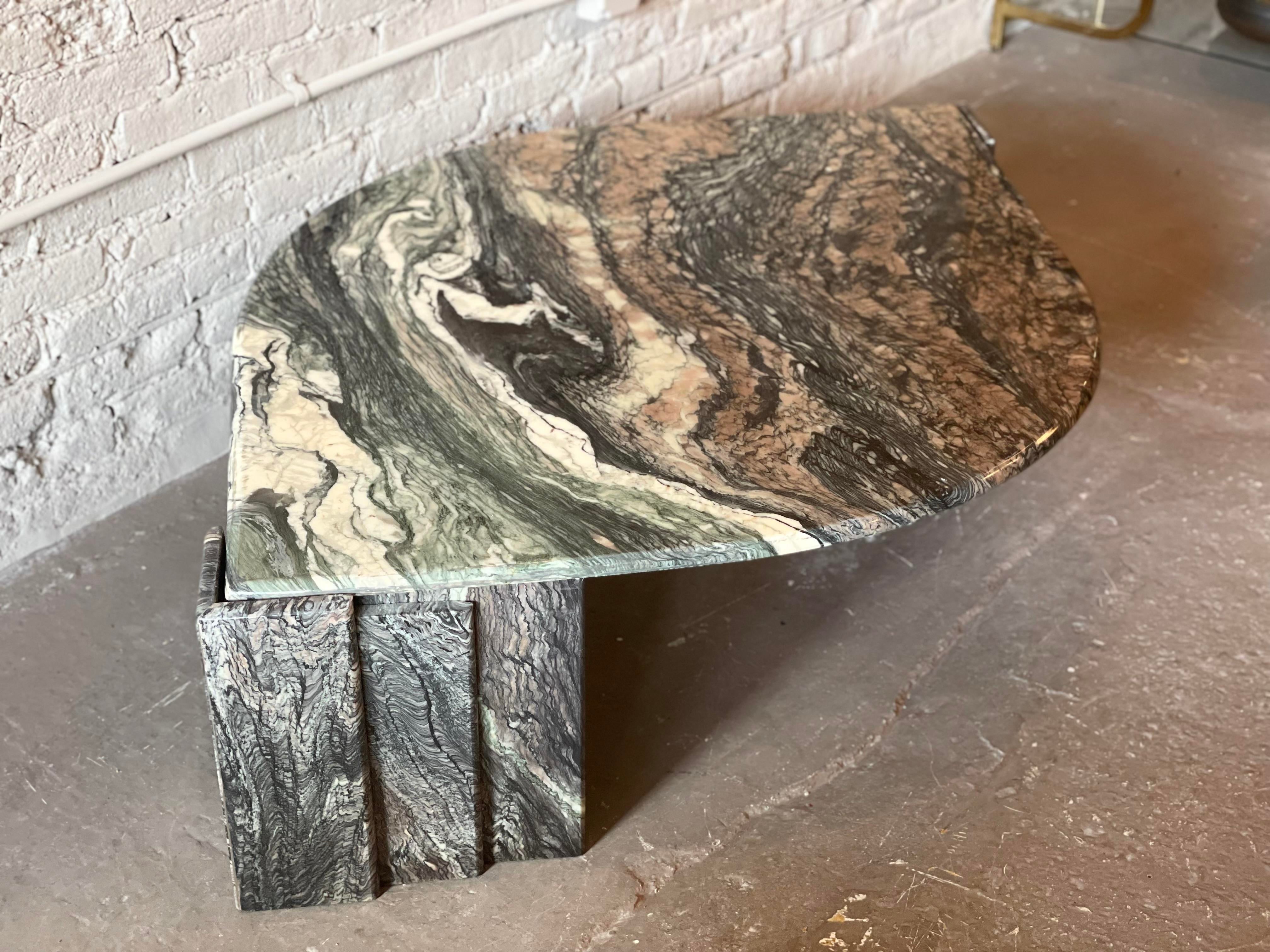 1980s Cipollini Ondulato Postmodern Eye Shaped Marble Coffee Table