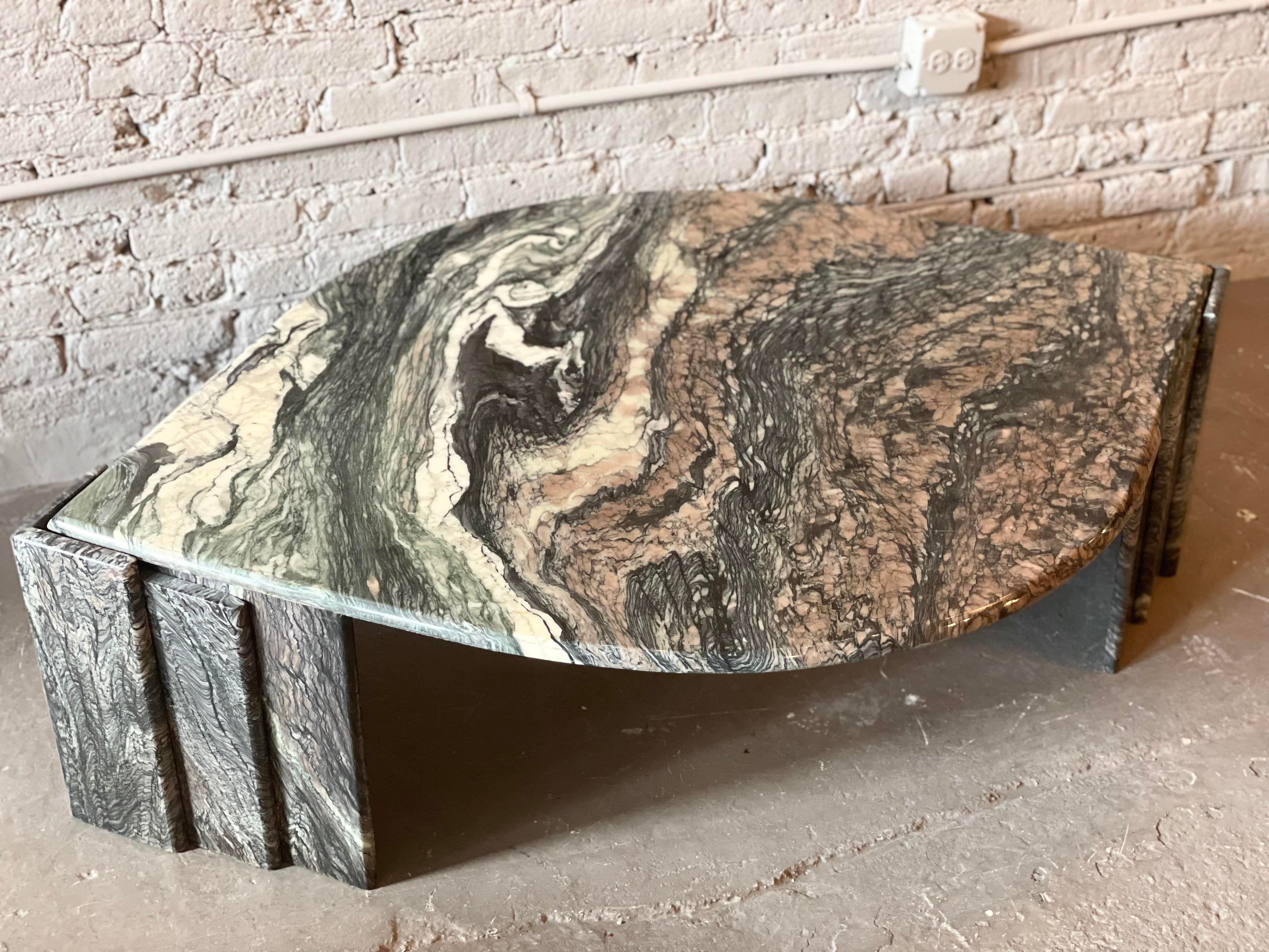 1980s Cipollini Ondulato Postmodern Eye Shaped Marble Coffee Table