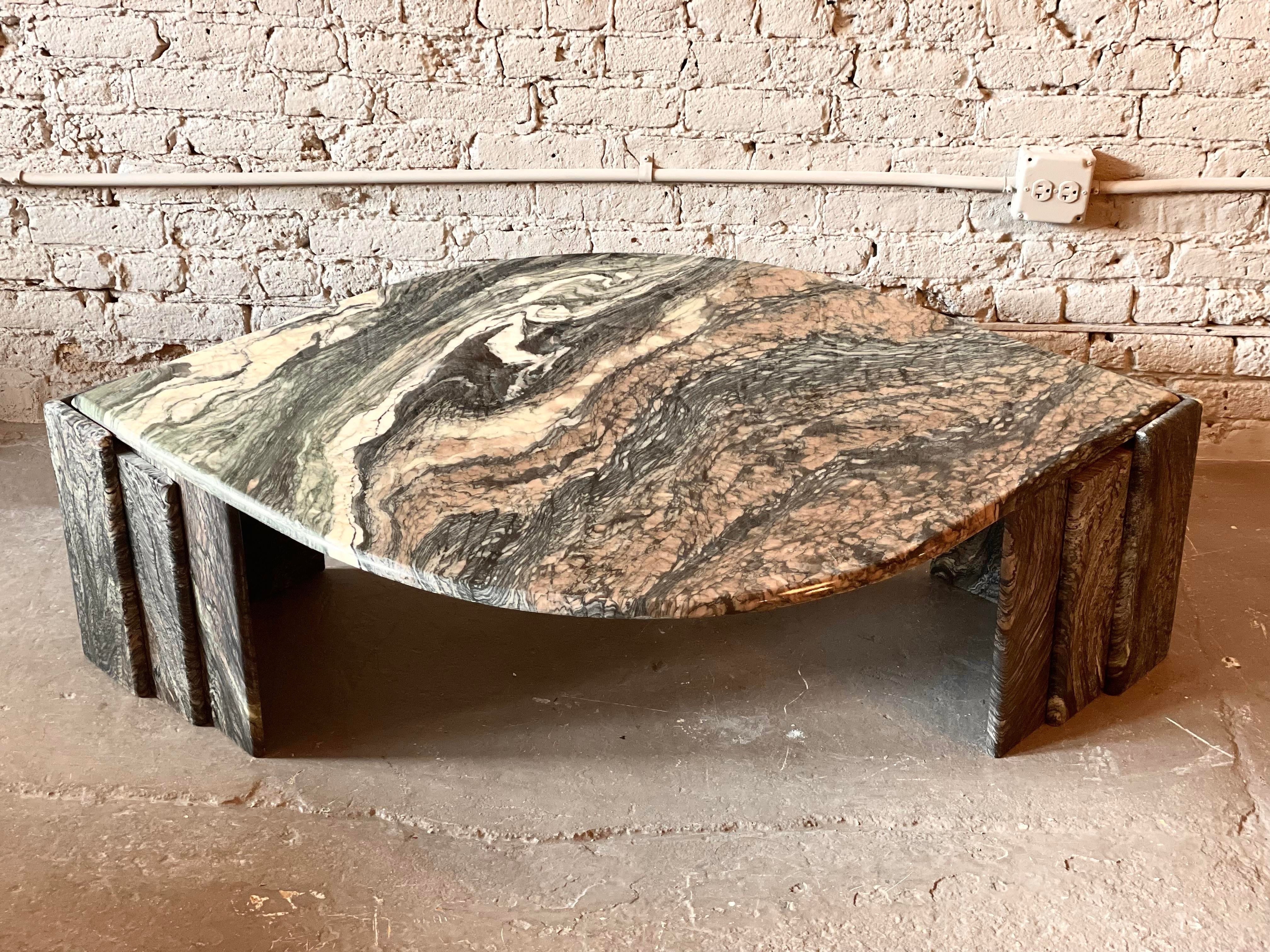 1980s Cipollini Ondulato Postmodern Eye Shaped Marble Coffee Table