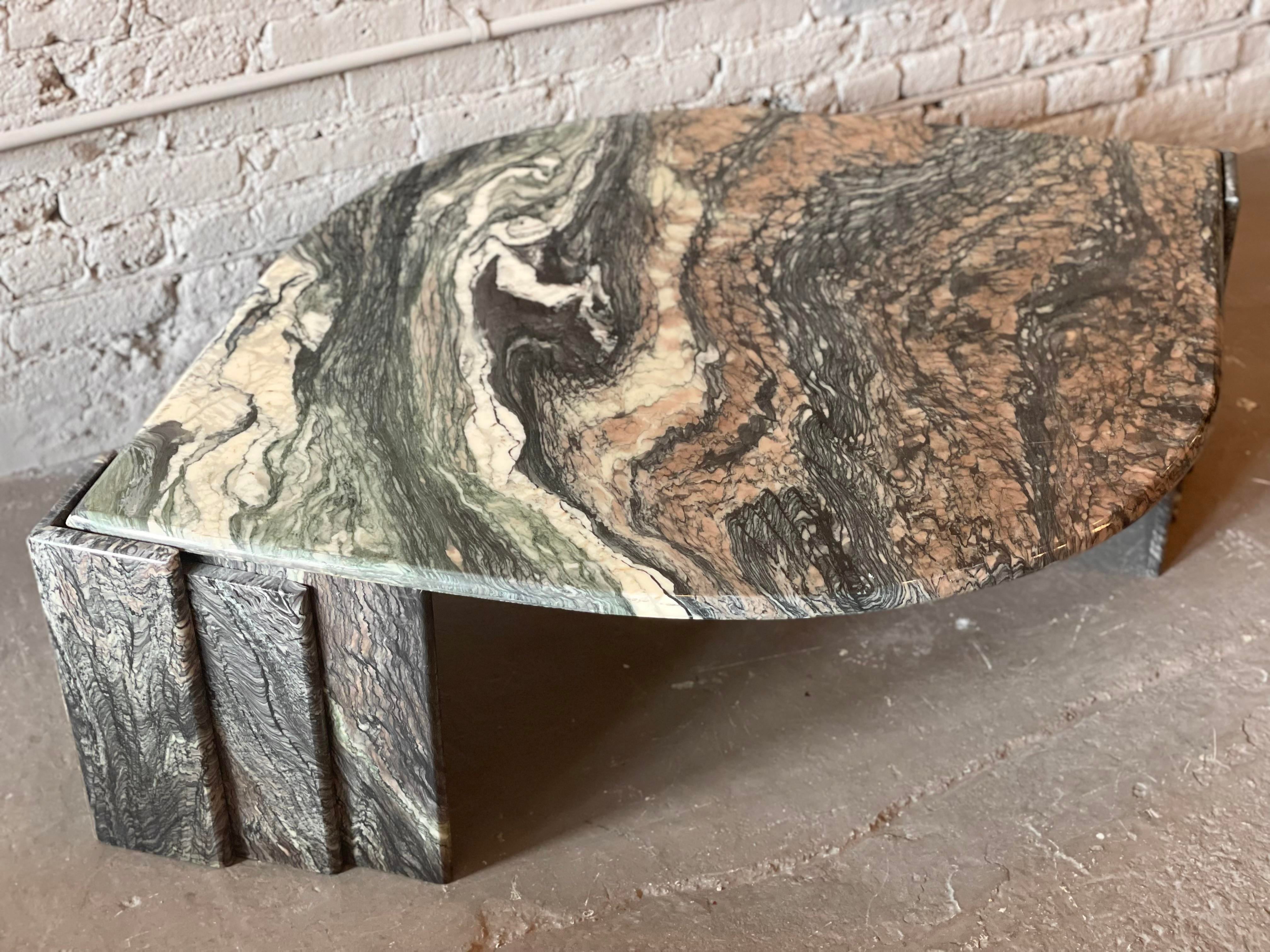 1980s Cipollini Ondulato Postmodern Eye Shaped Marble Coffee Table