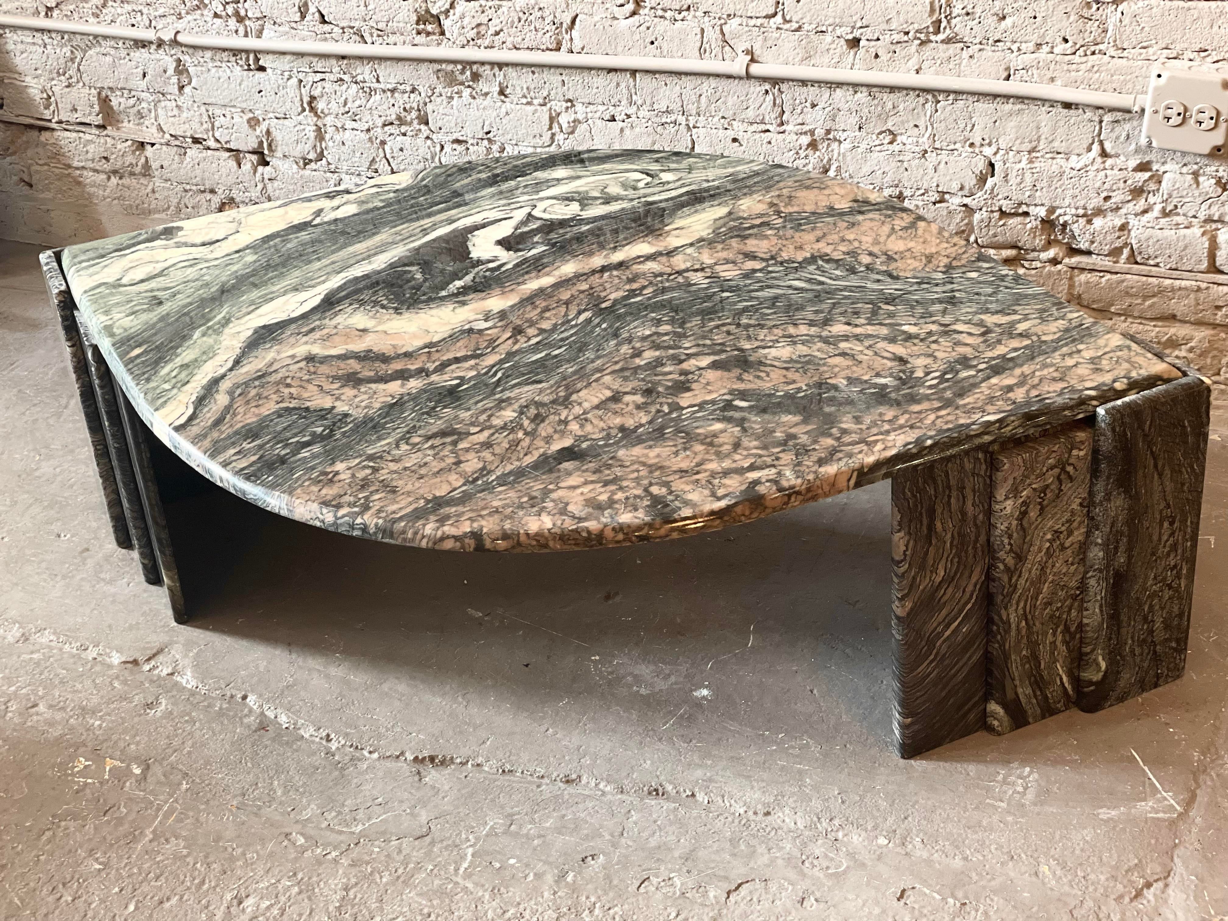 1980s Cipollini Ondulato Postmodern Eye Shaped Marble Coffee Table