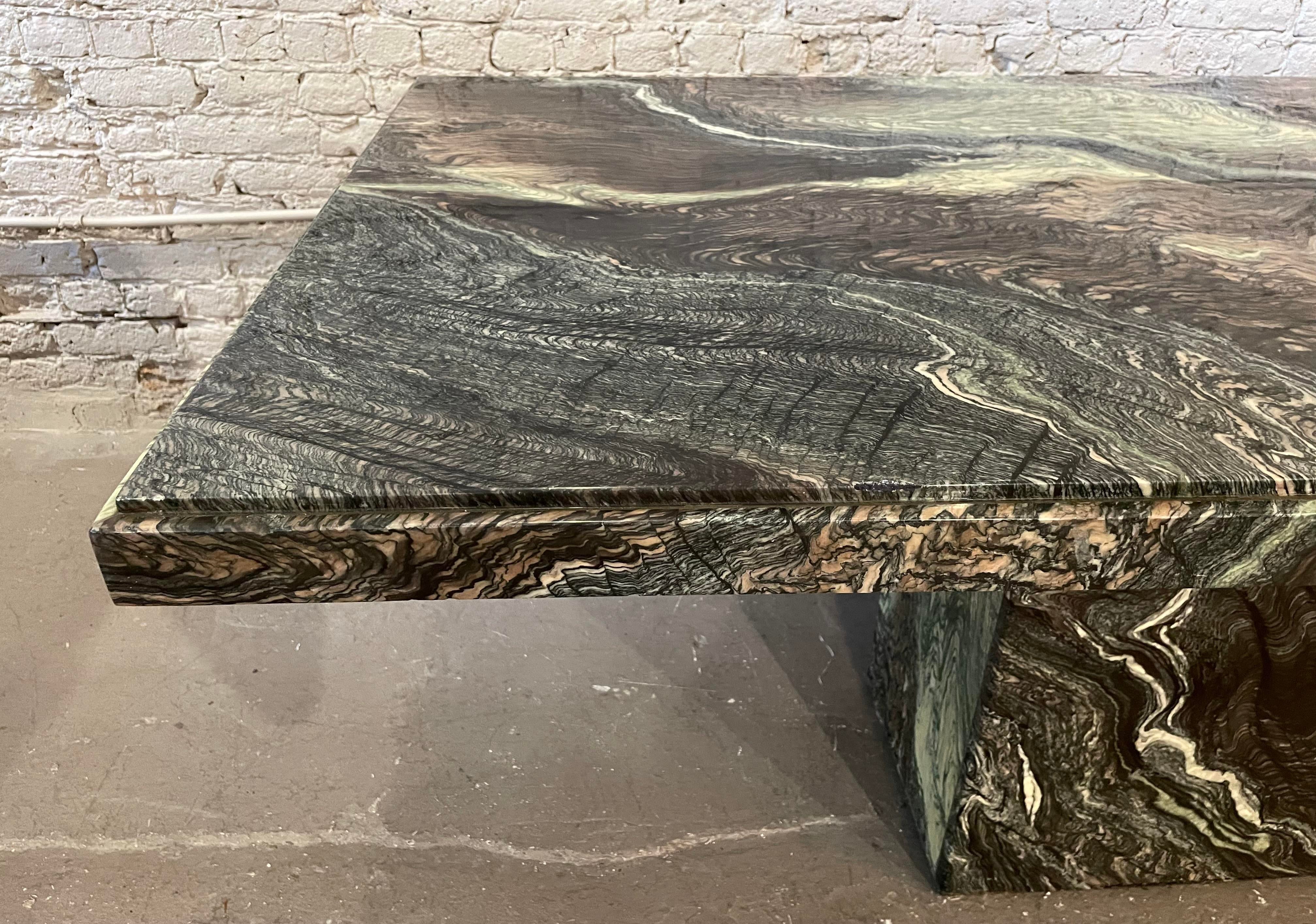1980s Cipollino Ondulato Post Modern Marble Dining Table